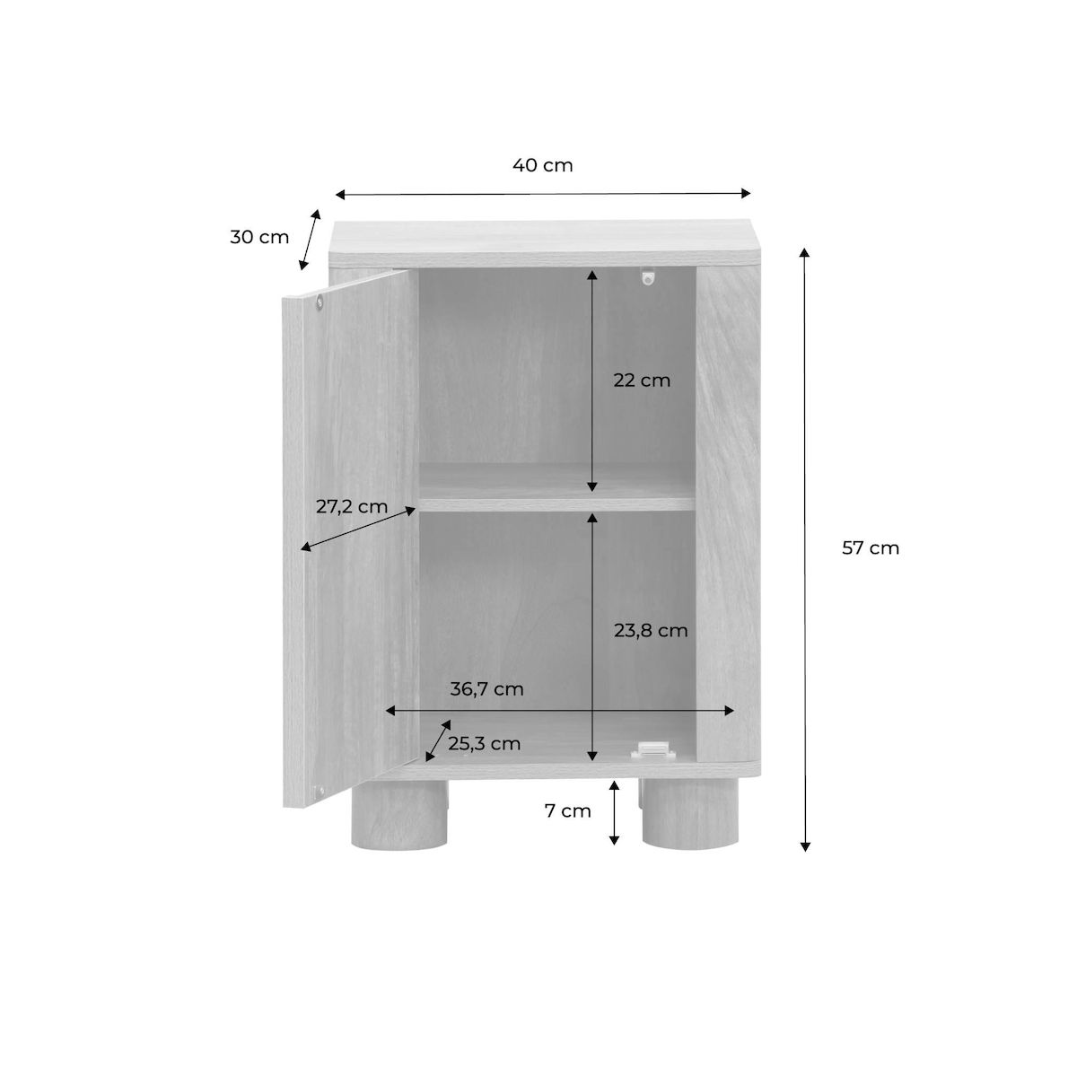 SWEEEK Table de chevet décor bois de manguier 1 porte réversible Pondi