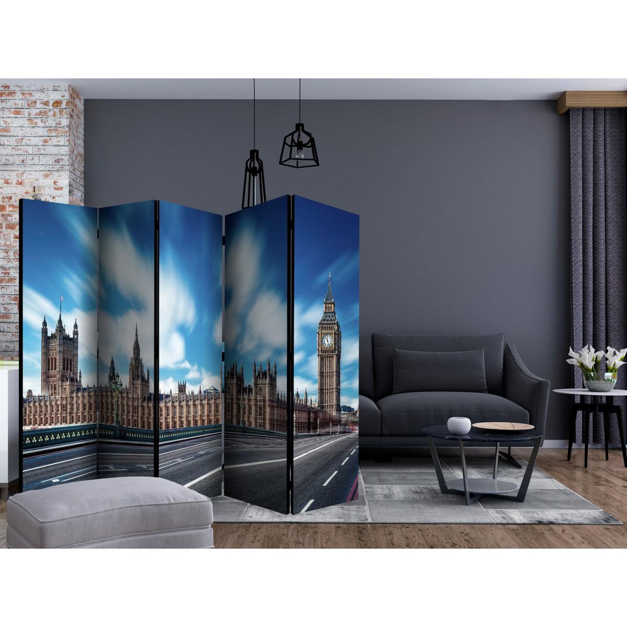 Voir la diapositive 2 : Paris Prix Paravent 5 volets  sunny london  172x225cm