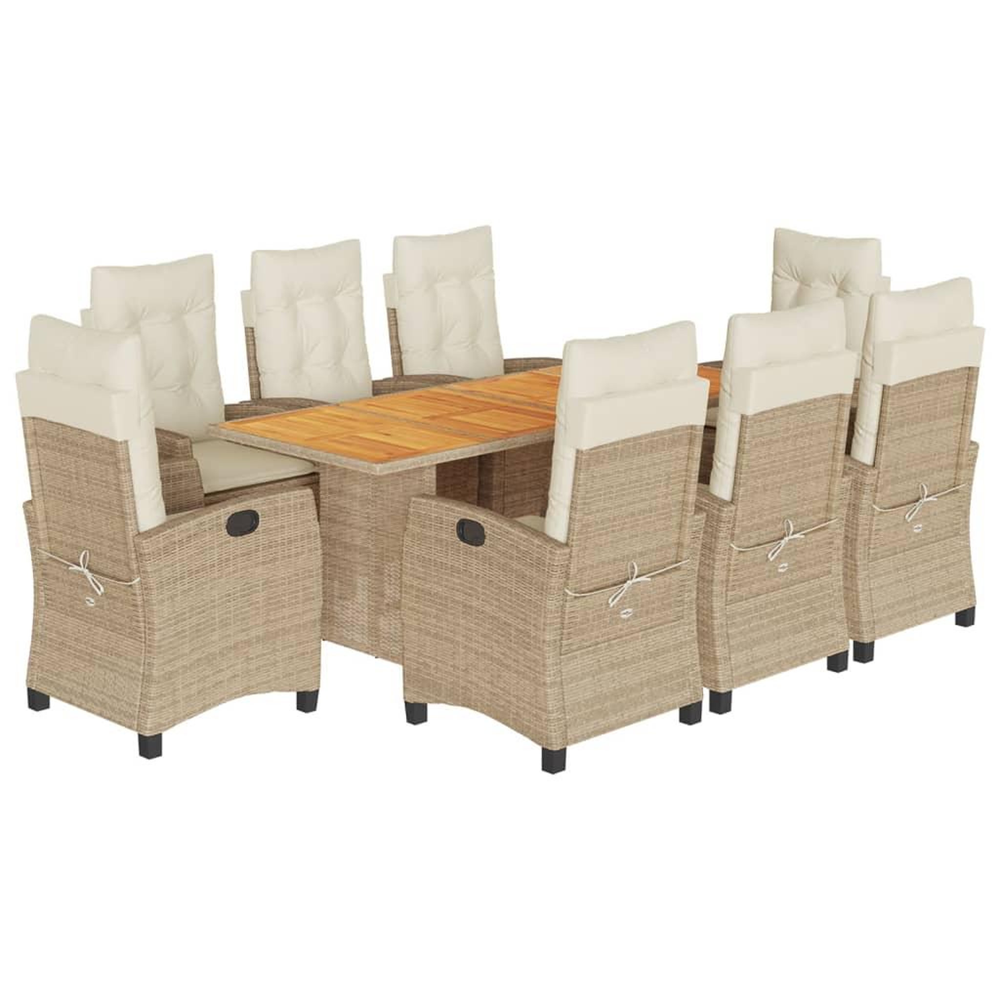 Voir la diapositive 2 : VIDAXL Ensemble a manger de jardin et coussins 9 pcs beige Poly rotin
