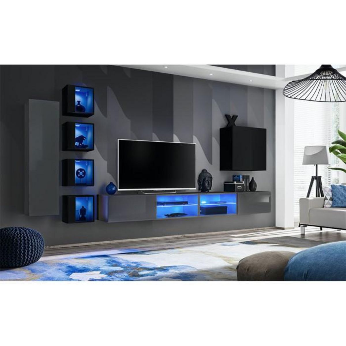 Paris Prix Ensemble Meuble TV  Switch XXVI  320cm Gris & Noir