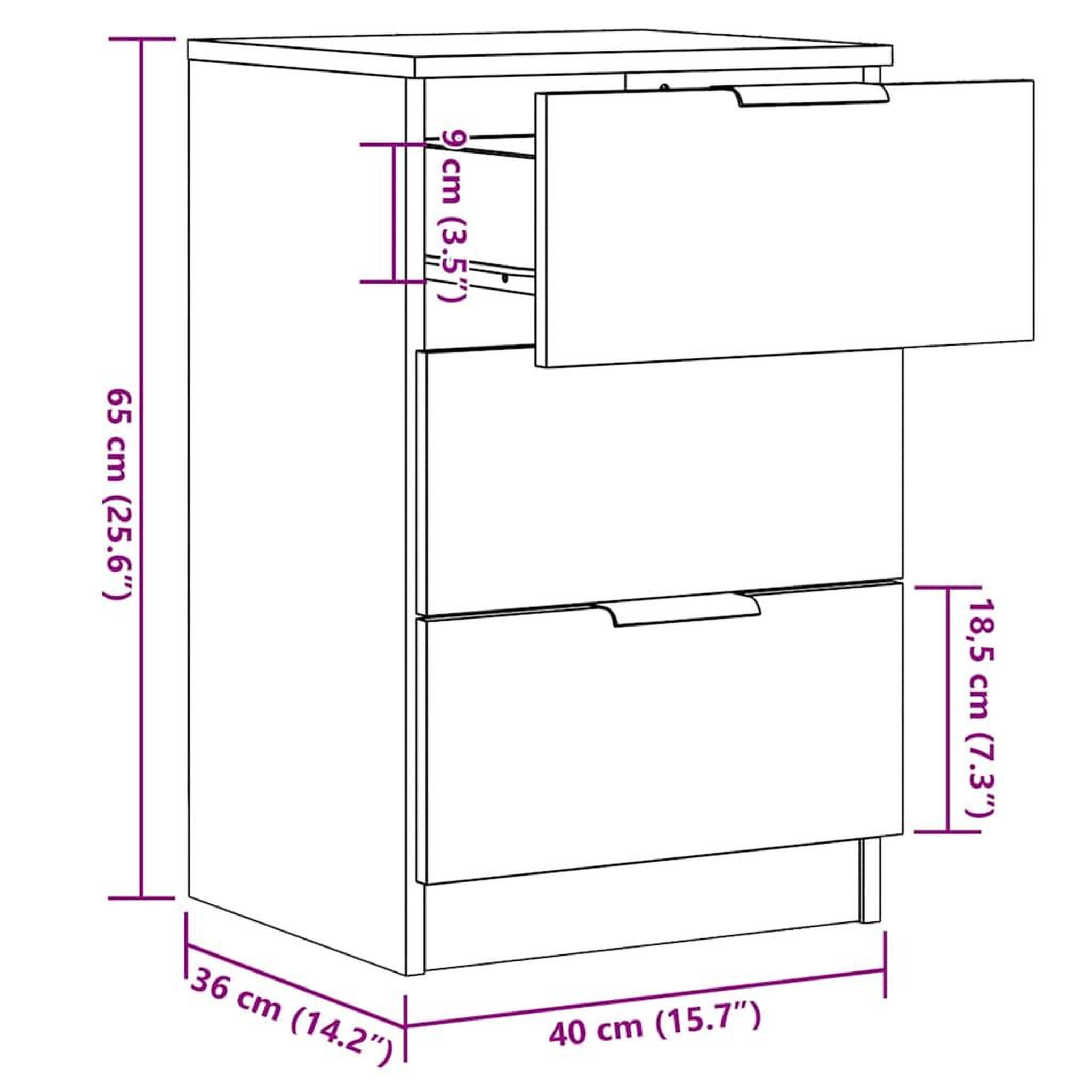 Voir la diapositive 6 : VIDAXL Table de chevet chene artisanal 40x36x65 cm bois d'ingenierie