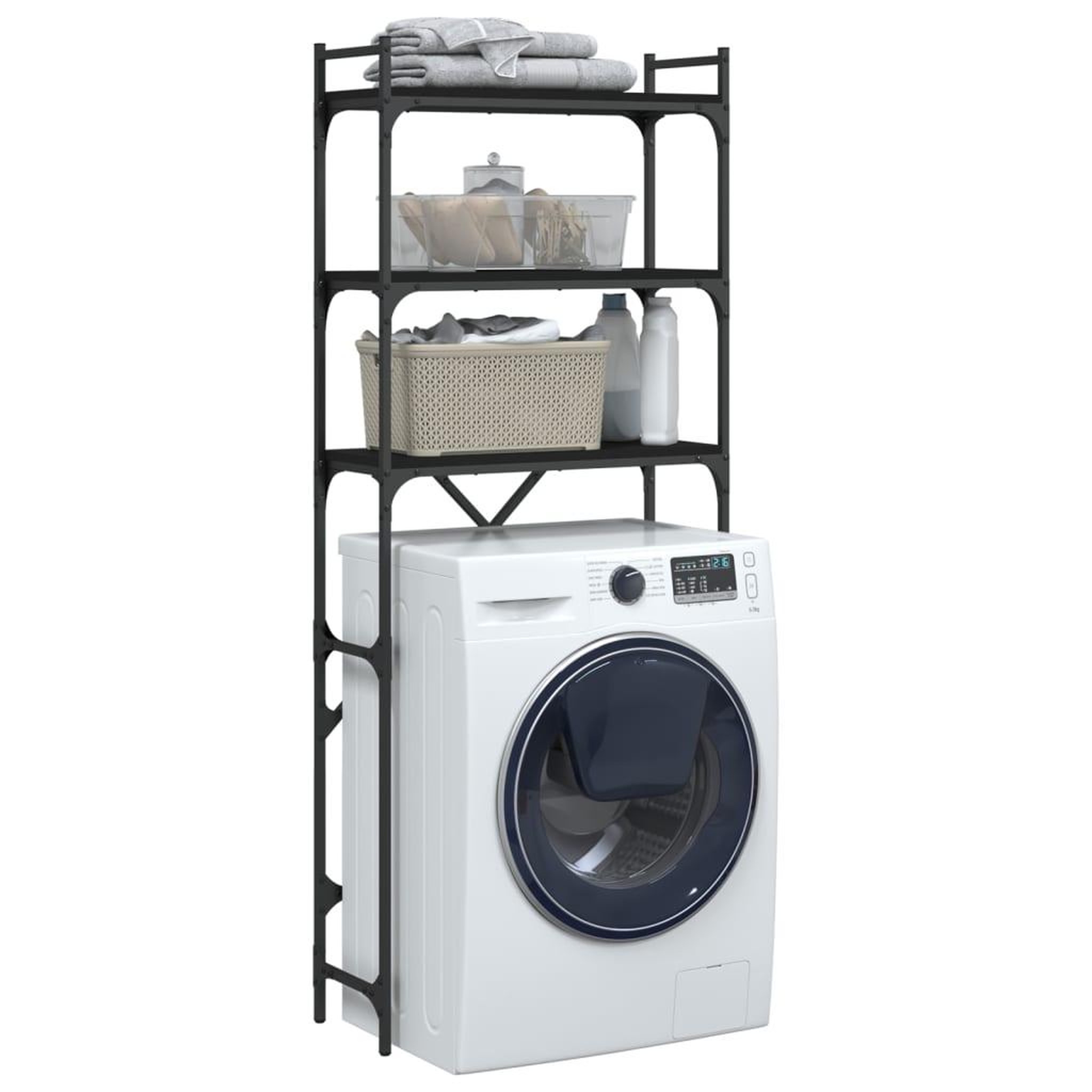 Voir la diapositive 5 : VIDAXL Etagere de lave-linge noir 67x25x163 cm bois d'ingenierie