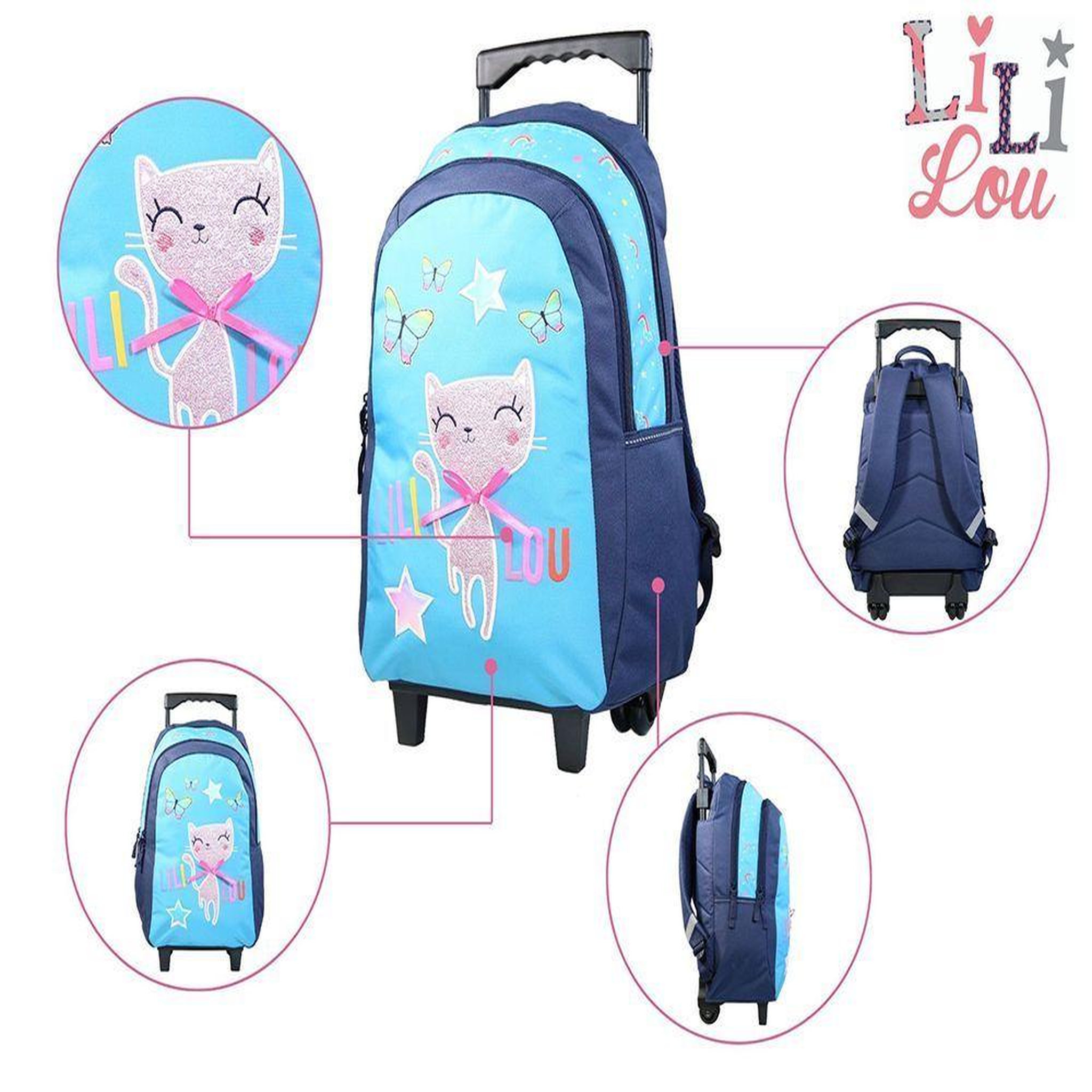 Voir la diapositive 5 : Bagtrotter BAGTROTTER Sac à dos à roulettes Lili Lou Bleu