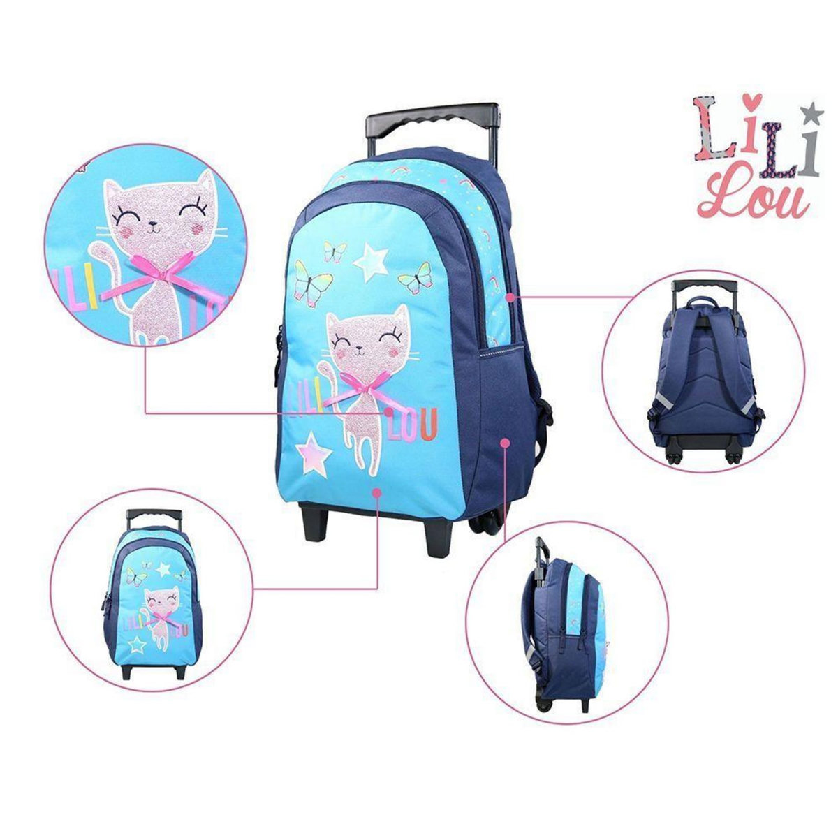 Bagtrotter BAGTROTTER Sac à dos à roulettes Lili Lou Bleu