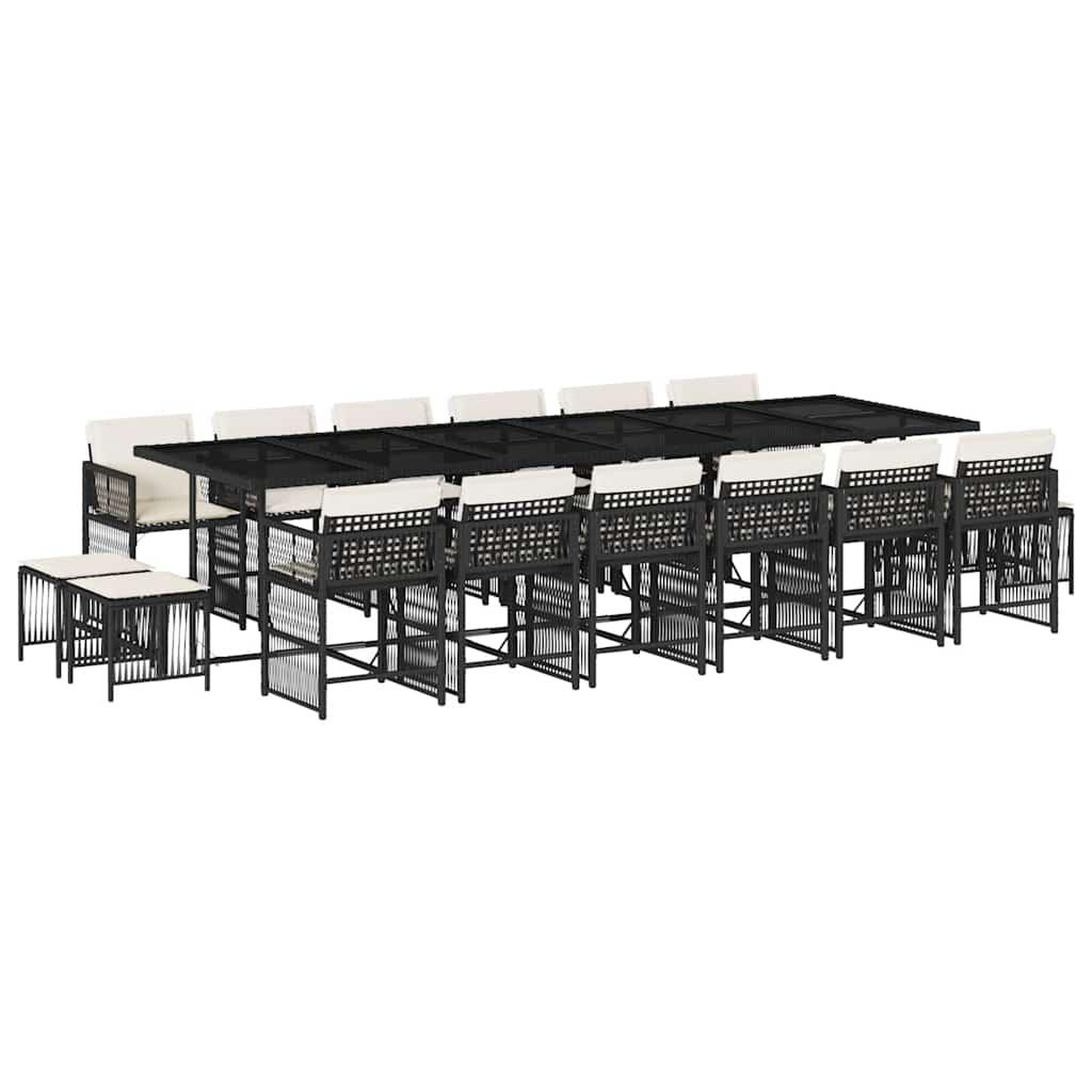 Voir la diapositive 2 : VIDAXL Ensemble a manger de jardin 17 pcs coussins noir resine tressee