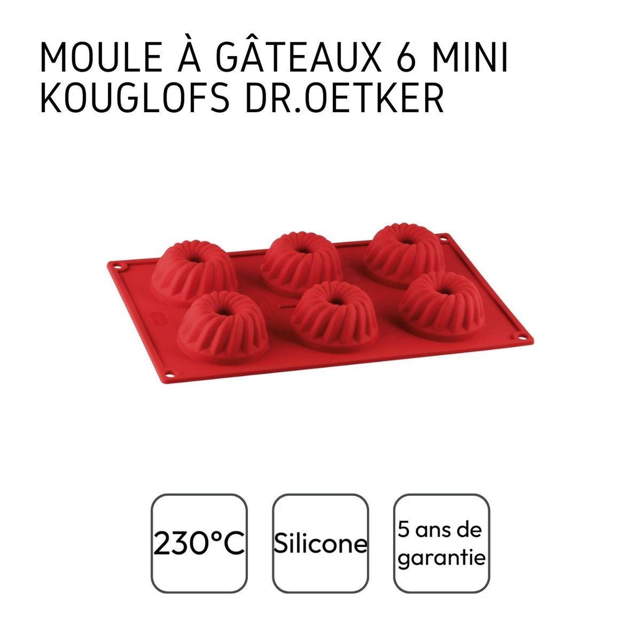 Voir la diapositive 5 : DR.OETKER Lot de 2 moules à kougelhofs 6 empreintes 30 x 18 cm dr.oetker flexxibel love