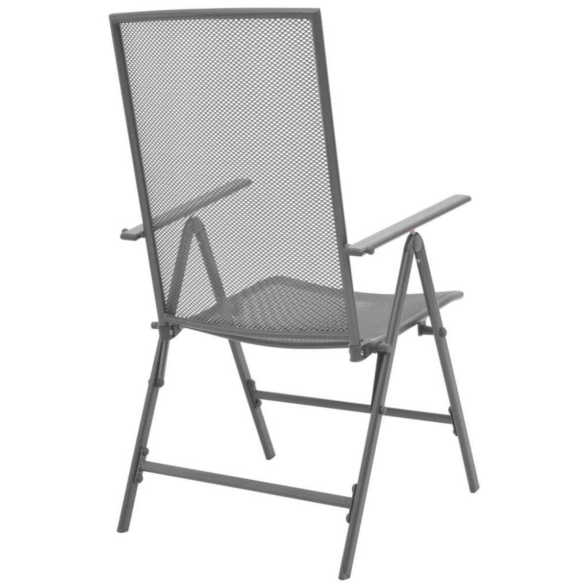 VIDAXL Chaises empilables de jardin lot de 2 Acier Gris