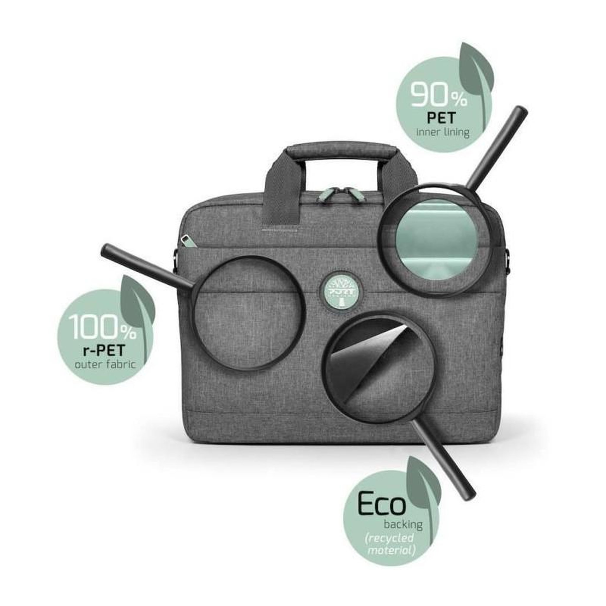 Voir la diapositive 6 : PORT DESIGNS Sacoche pour ordinateur portable 15,6 - PORT DESIGNS YOSEMITE ECO - Gris (62% de matériaux recyclés)