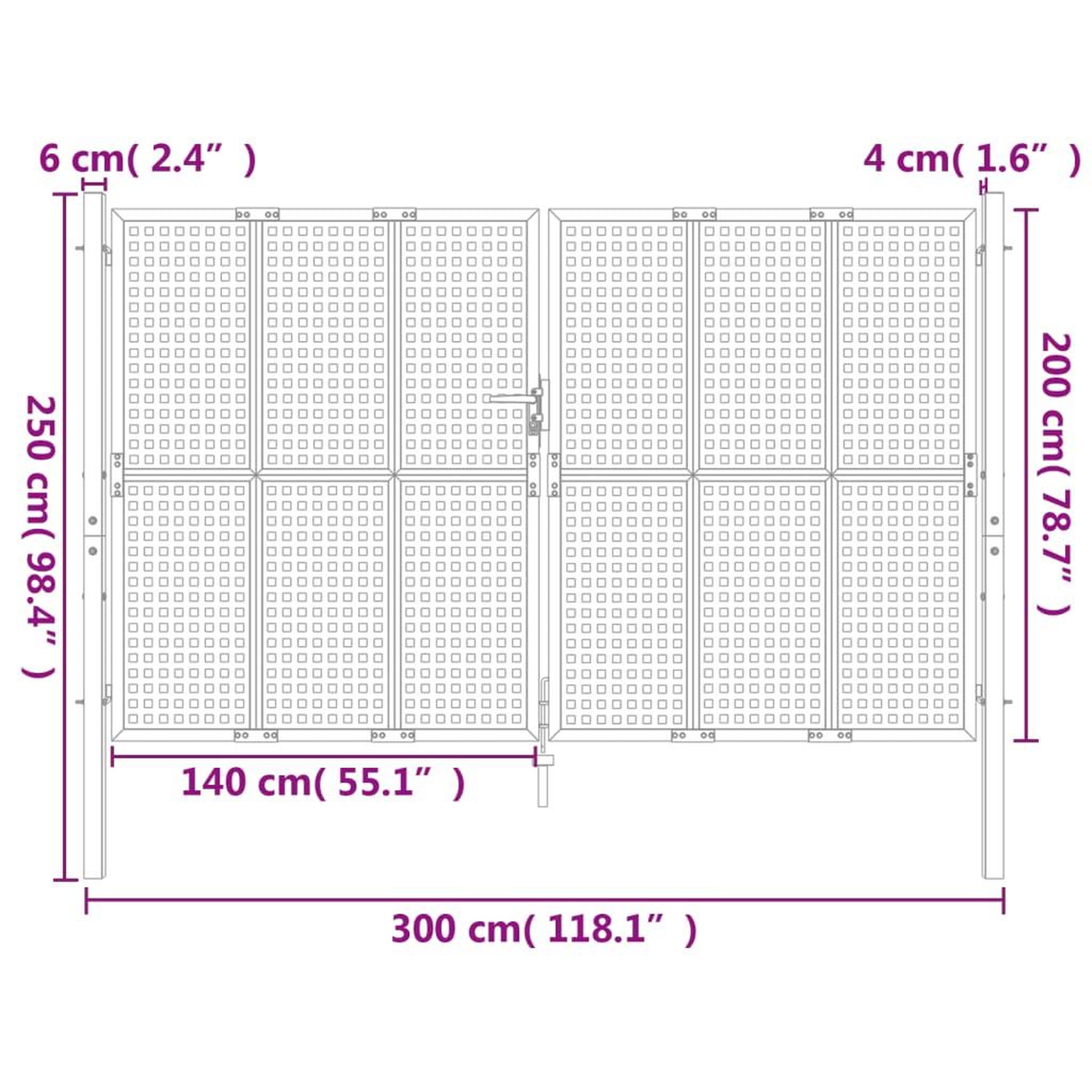 Voir la diapositive 6 : VIDAXL Portail de jardin anthracite 300 x 200 cm acier