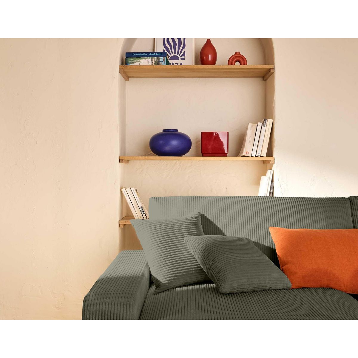 LISA DESIGN Pivoine - canapé panoramique en u - 7 places - convertible avec coffre - en velours côtelé