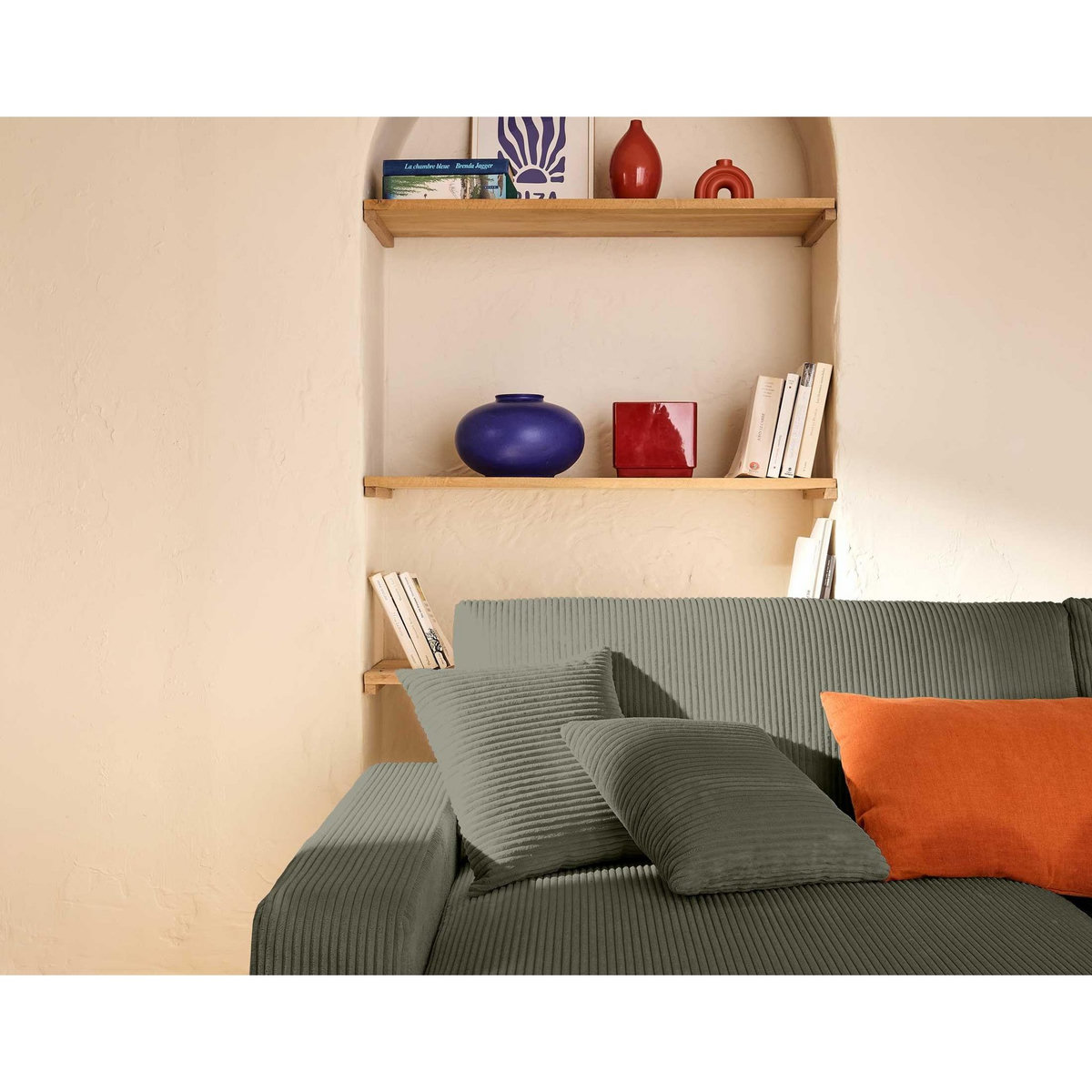 LISA DESIGN Pivoine - canapé panoramique en u - 7 places - convertible avec coffre - en velours côtelé