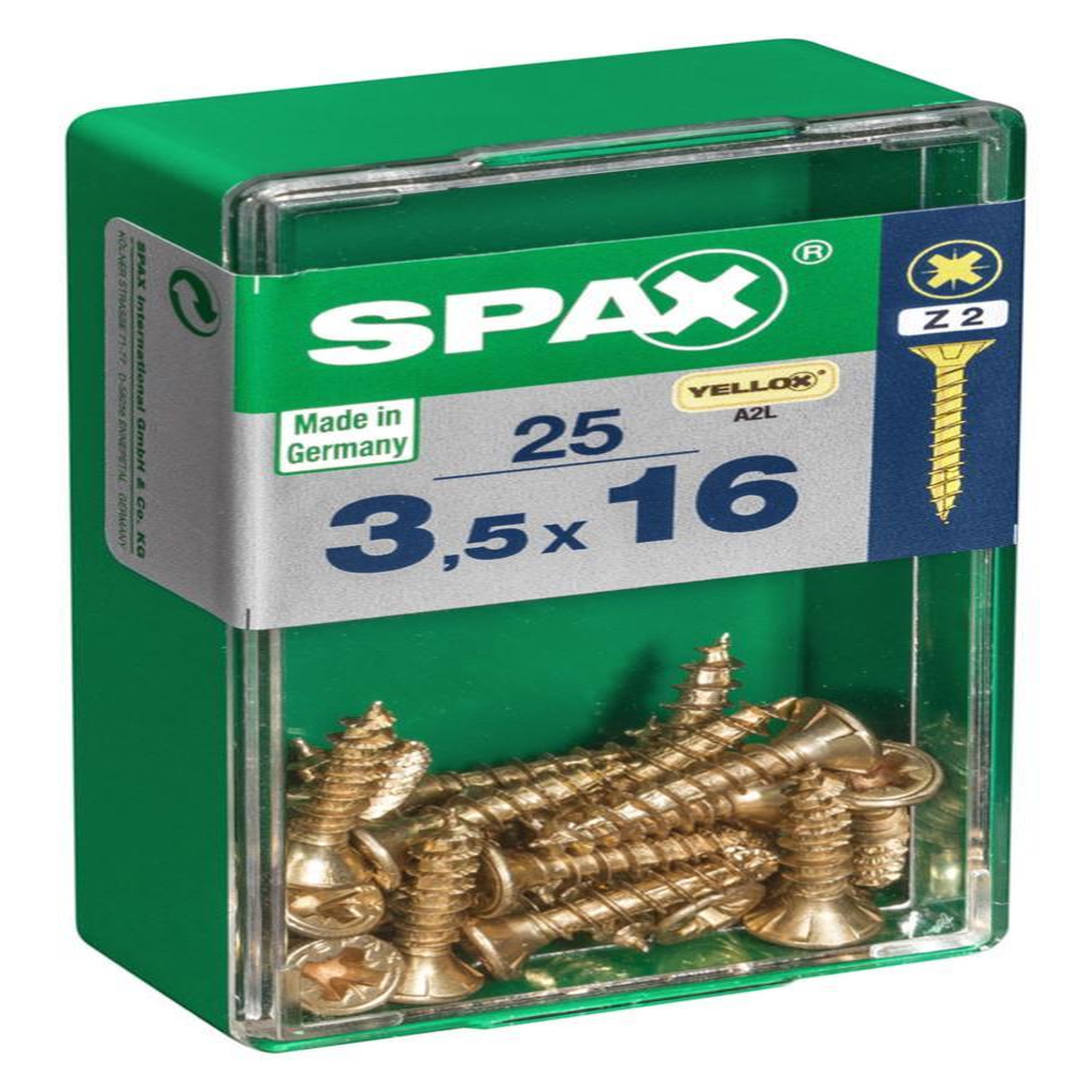 CENTRALE BRICO Lot de 25 vis acier tête fraisée pozidriv SPAX, Diam.3.5 mm x L.16 mm