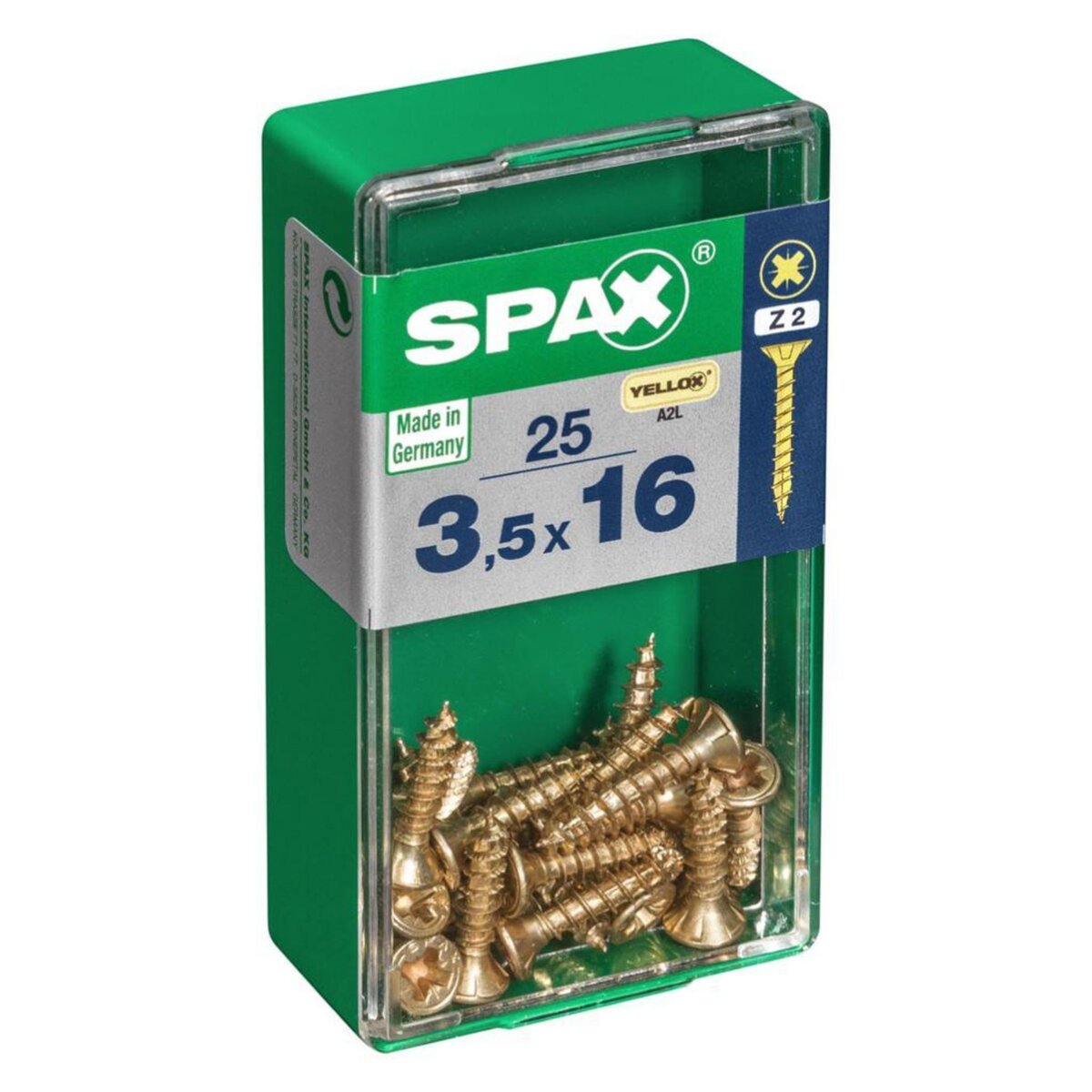 CENTRALE BRICO Lot de 25 vis acier tête fraisée pozidriv SPAX, Diam.3.5 mm x L.16 mm