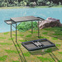 Voir la diapositive 3 : OUTSUNNY Table de camping pliante portable hauteur réglable 2 étagères piètement alu maille métal noir