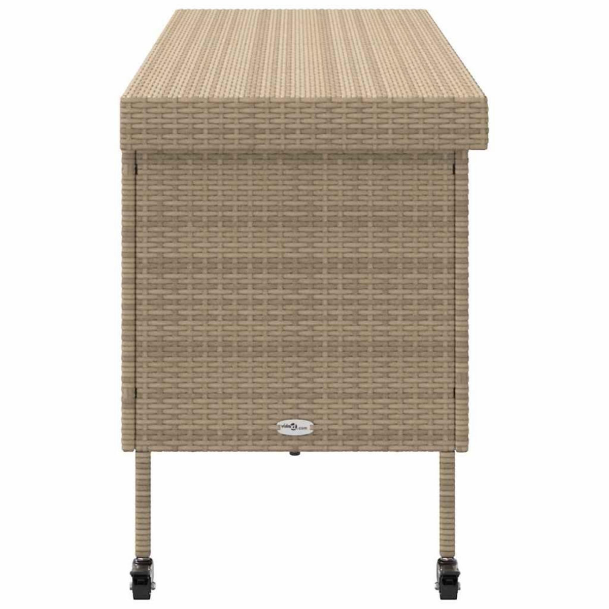 VIDAXL Boîte rangement jardin roues beige 160x55x75 cm resine tressee