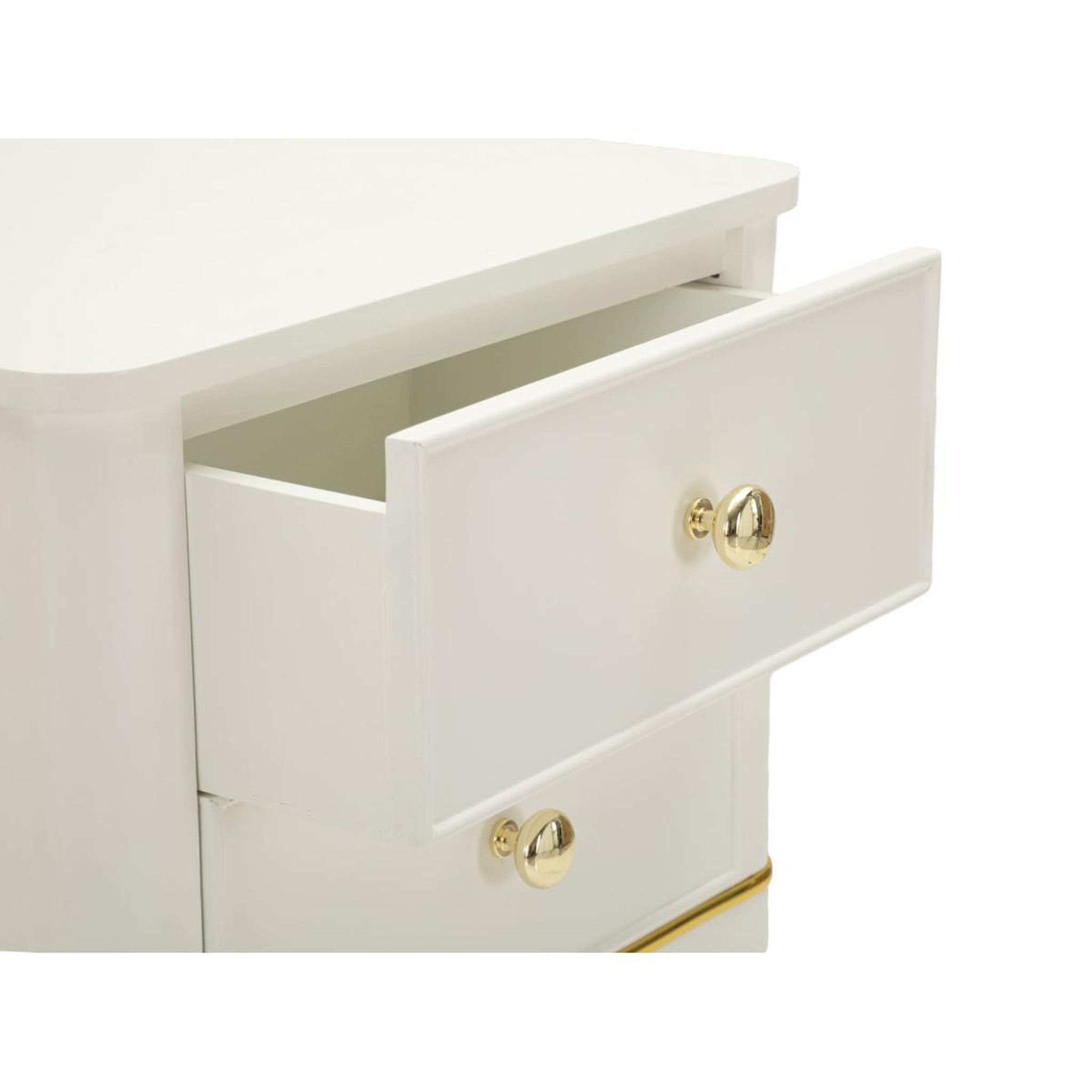 Voir la diapositive 5 : Paris Prix Table de Chevet 2 Tiroirs  Camille  71cm Blanc & Or