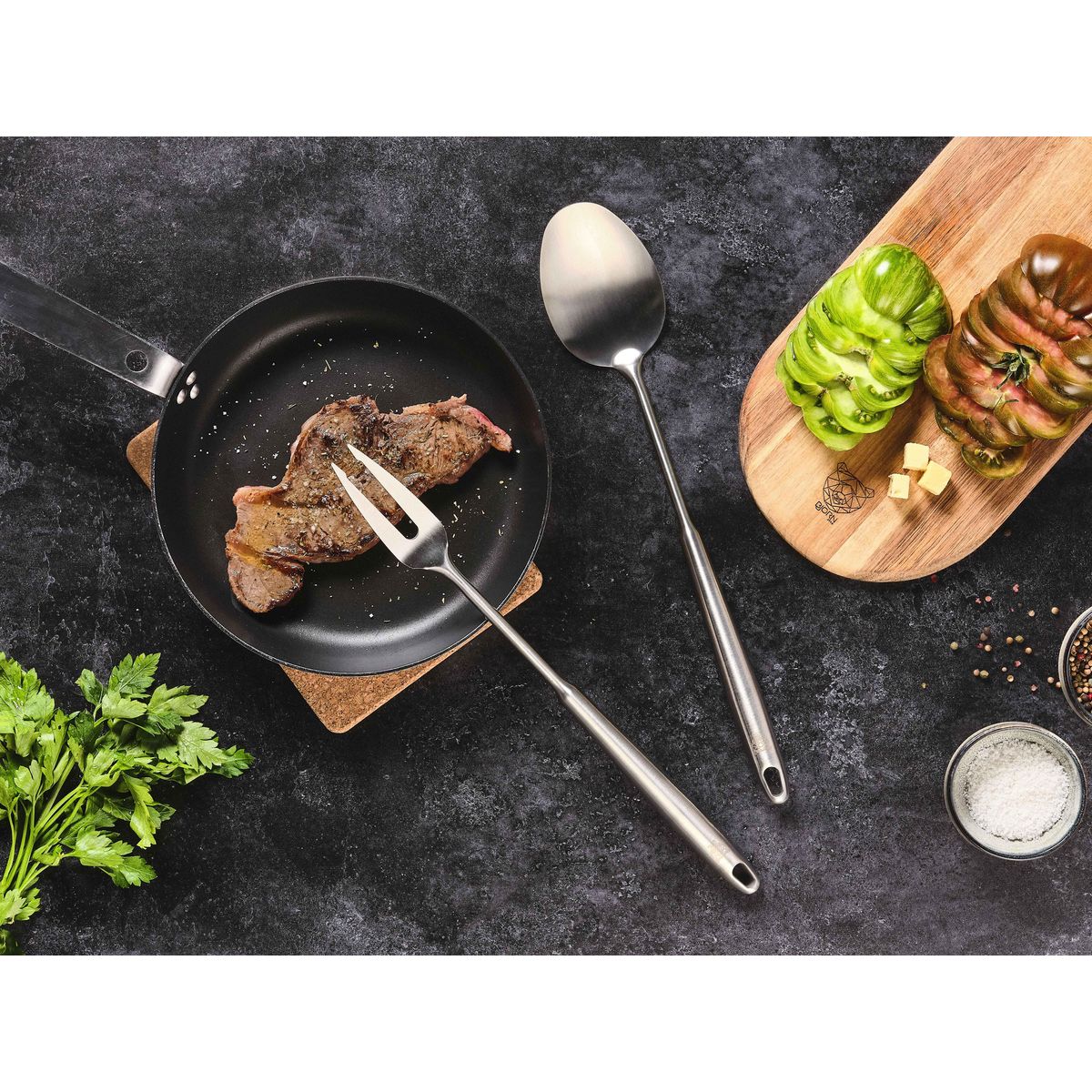 BJORN Couverts à salade et barbecue en acier inoxydable STAL