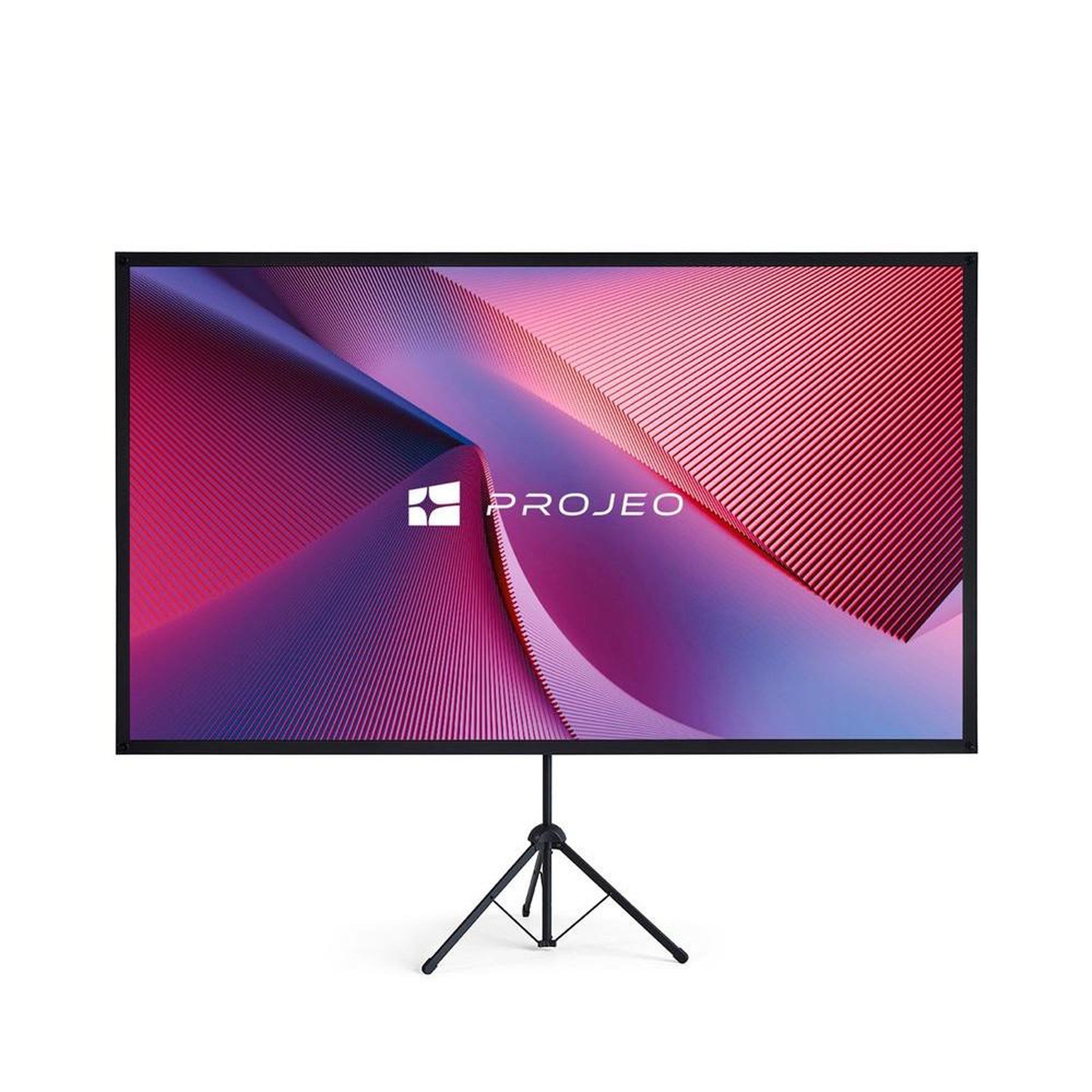 Écran de projection portable manuel 80 pouces 16:9 sur trépied, blanc mat, gain 1, surface neutre, angle de vision 170°, hauteur réglable