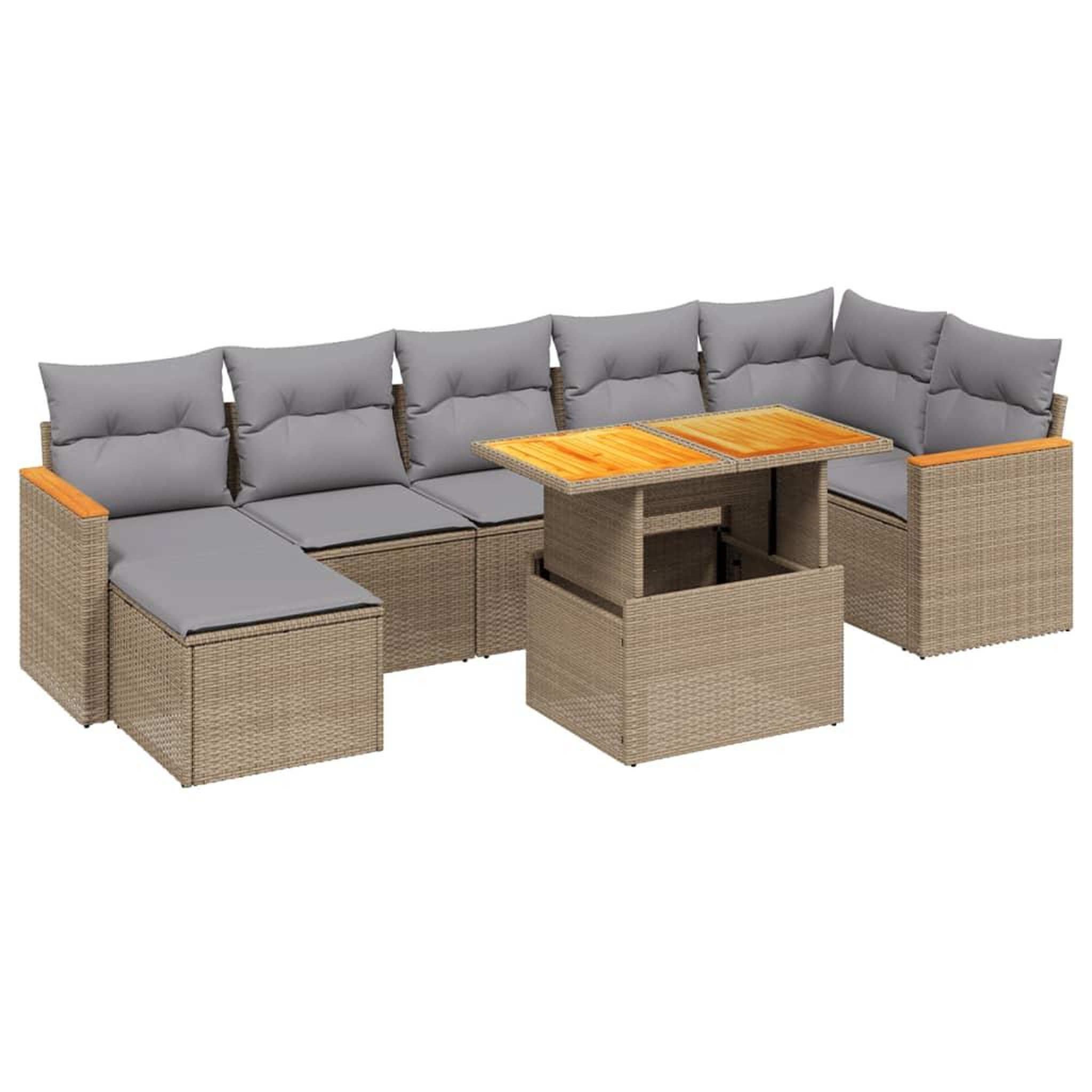 Voir la diapositive 2 : VIDAXL Salon de jardin avec coussins 8 pcs beige resine tressee