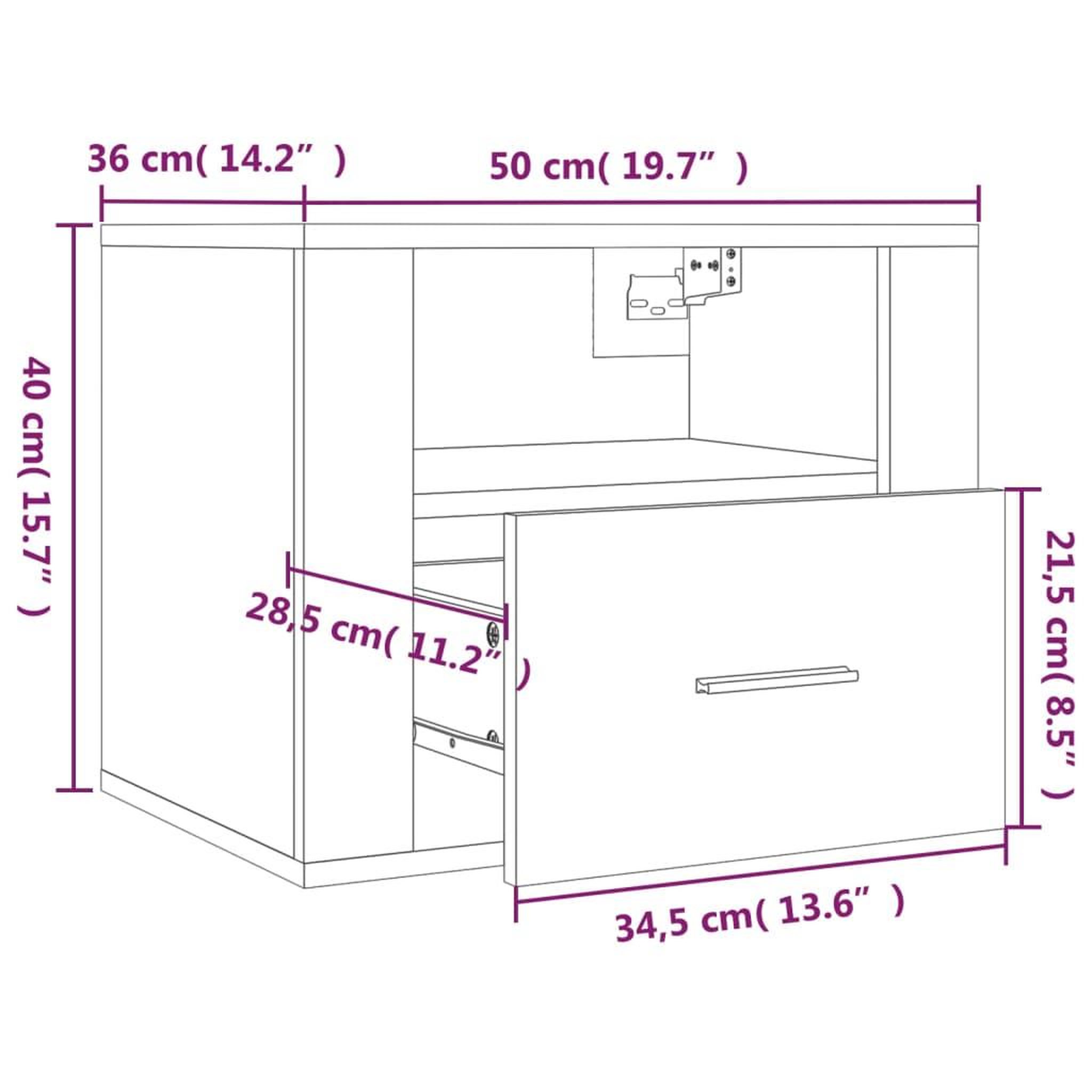 Voir la diapositive 6 : VIDAXL Tables de chevet murales 2 pcs Chene marron 50x36x40 cm