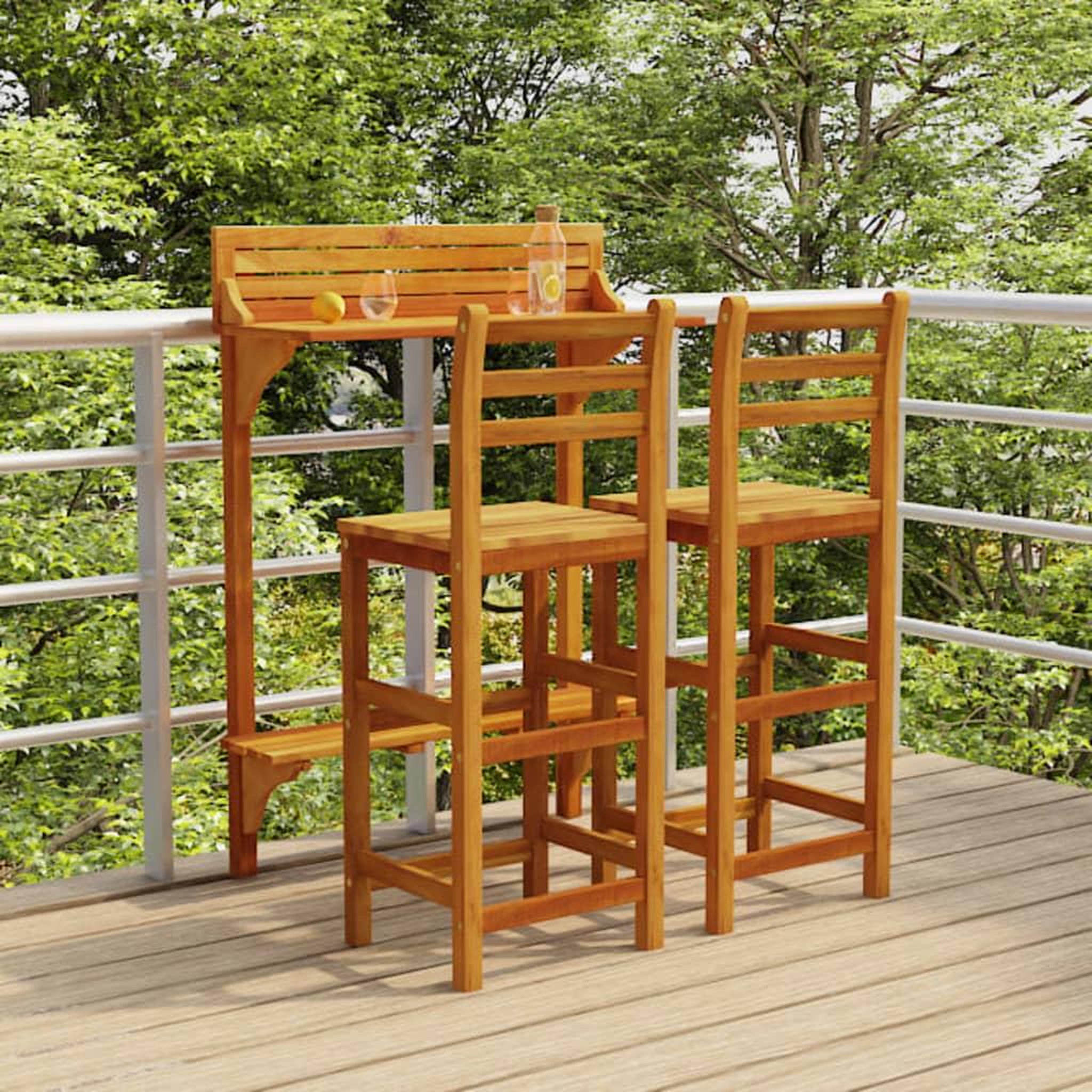 VIDAXL Ensemble de bar de balcon 3 pcs Bois d'acacia massif