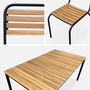Voir la diapositive 6 : SWEEEK Table de jardin bois d'acacia et acier + 6 assises TABARA. acier et bois d'acacia FSP