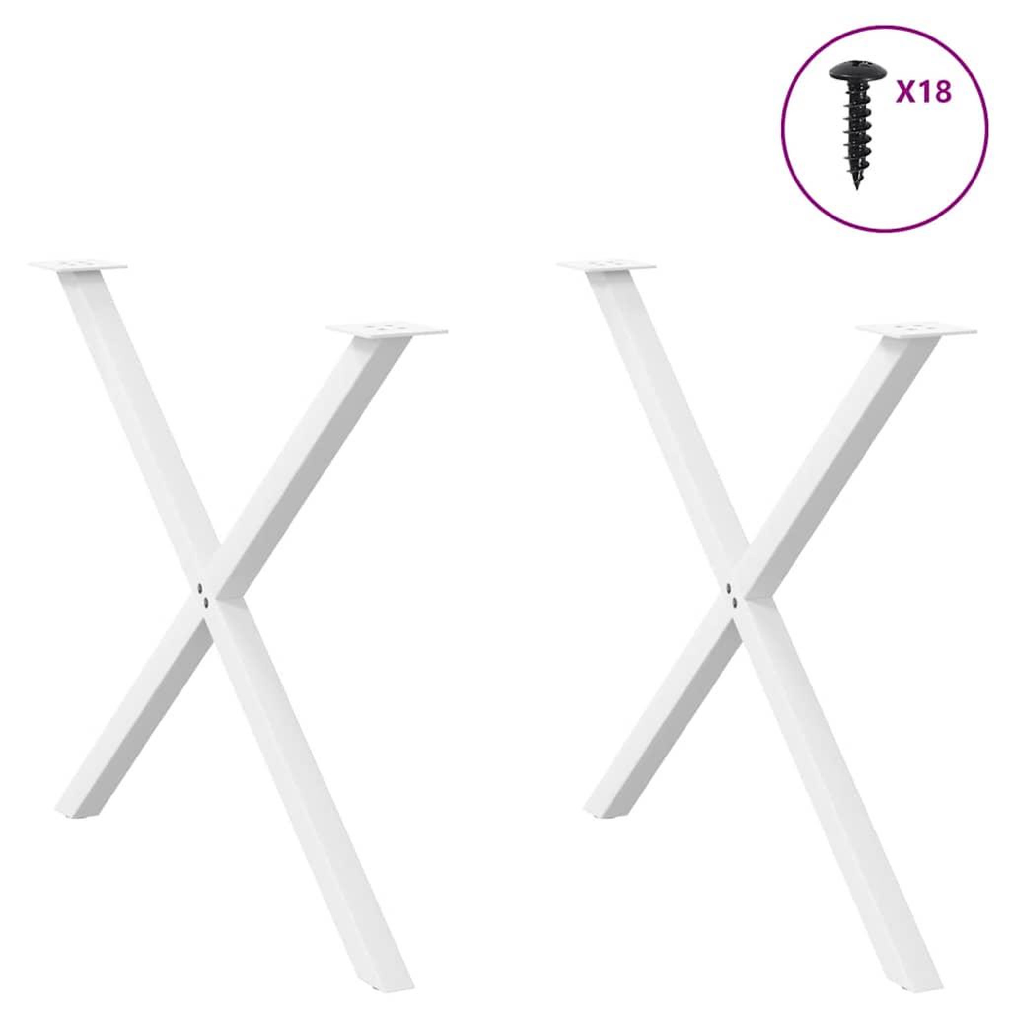 Voir la diapositive 3 : VIDAXL Pieds de table a manger forme de X 2 pcs blanc 90x(72-73) cm
