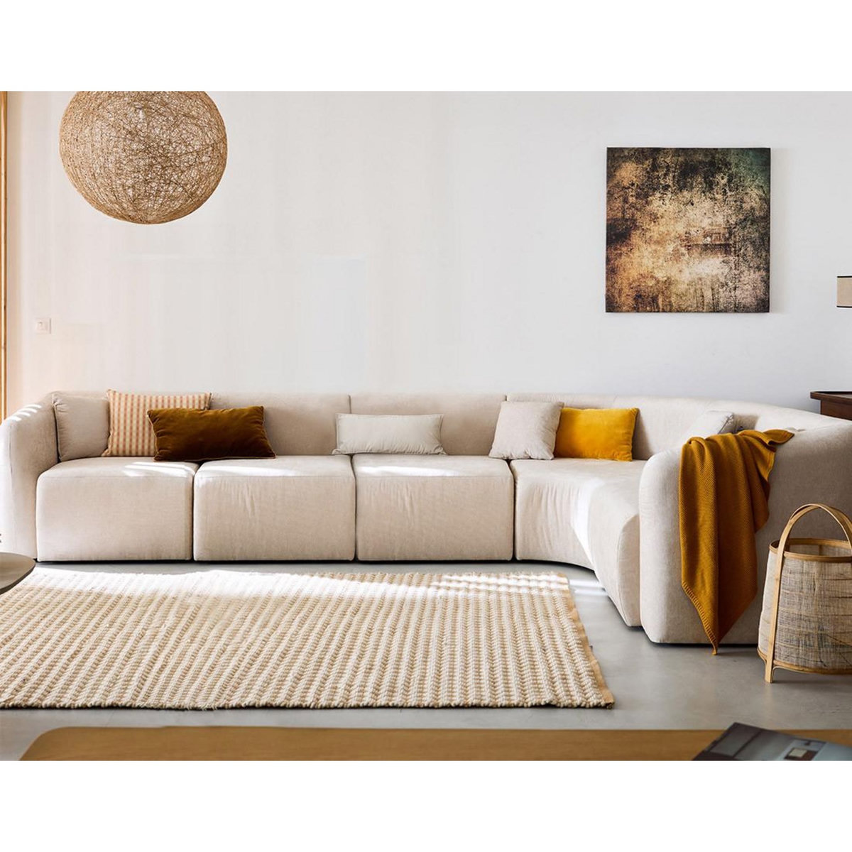 LISA DESIGN Ikare - canapé modulable d'angle droit - 6 places - en tissu