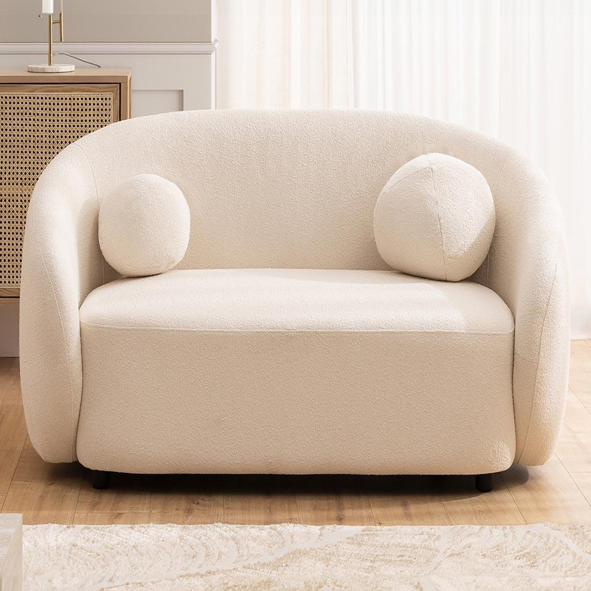 Voir la diapositive 5 : BEST MOBILIER Flore - canapé droit 2 places en tissu bouclette
