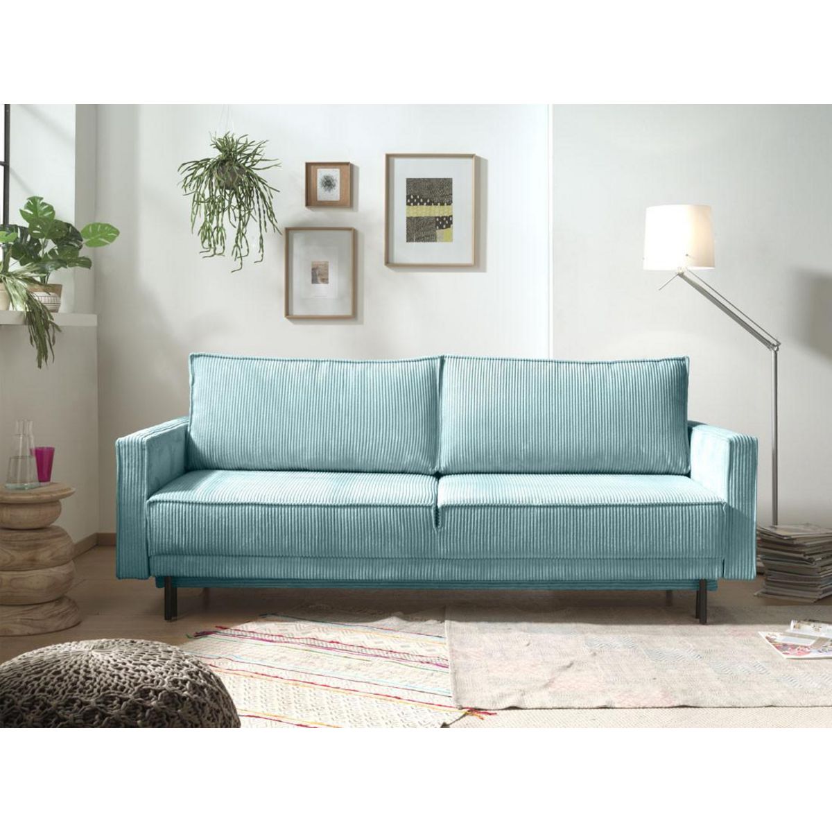 LISA DESIGN Charlie - canapé 3 places convertible avec coffre - en velours côtelé