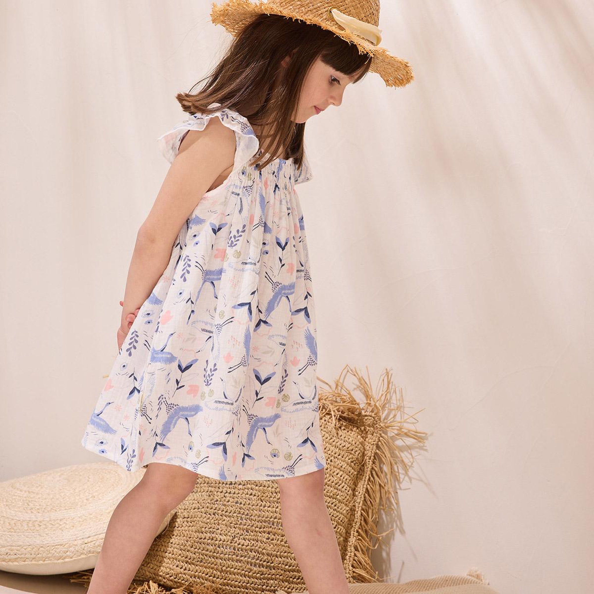 Voir la diapositive 5 : Petit Béguin Robe enfant en gaze de coton tiana