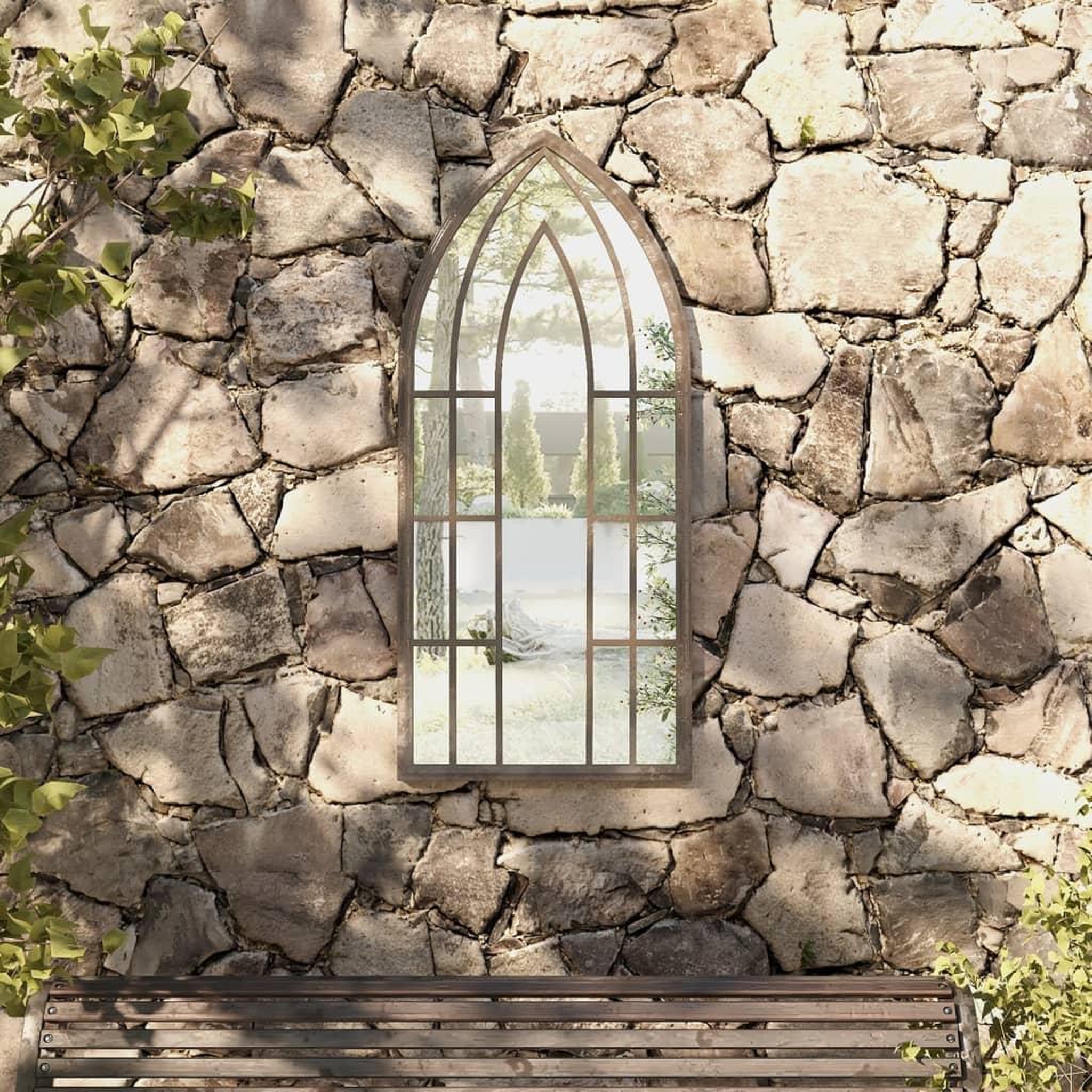 Voir la diapositive 1 : VIDAXL Miroir de jardin Sable 100x45cm Fer pour utilisation exterieure