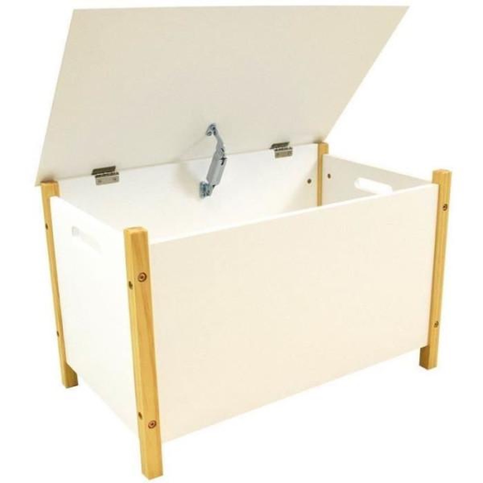 Voir la diapositive 2 : Fun House Coffre a jouets en bois SCANDIWOOD - FUN HOUSE - Blanc et beige - Pour enfant a partir de 36 mois