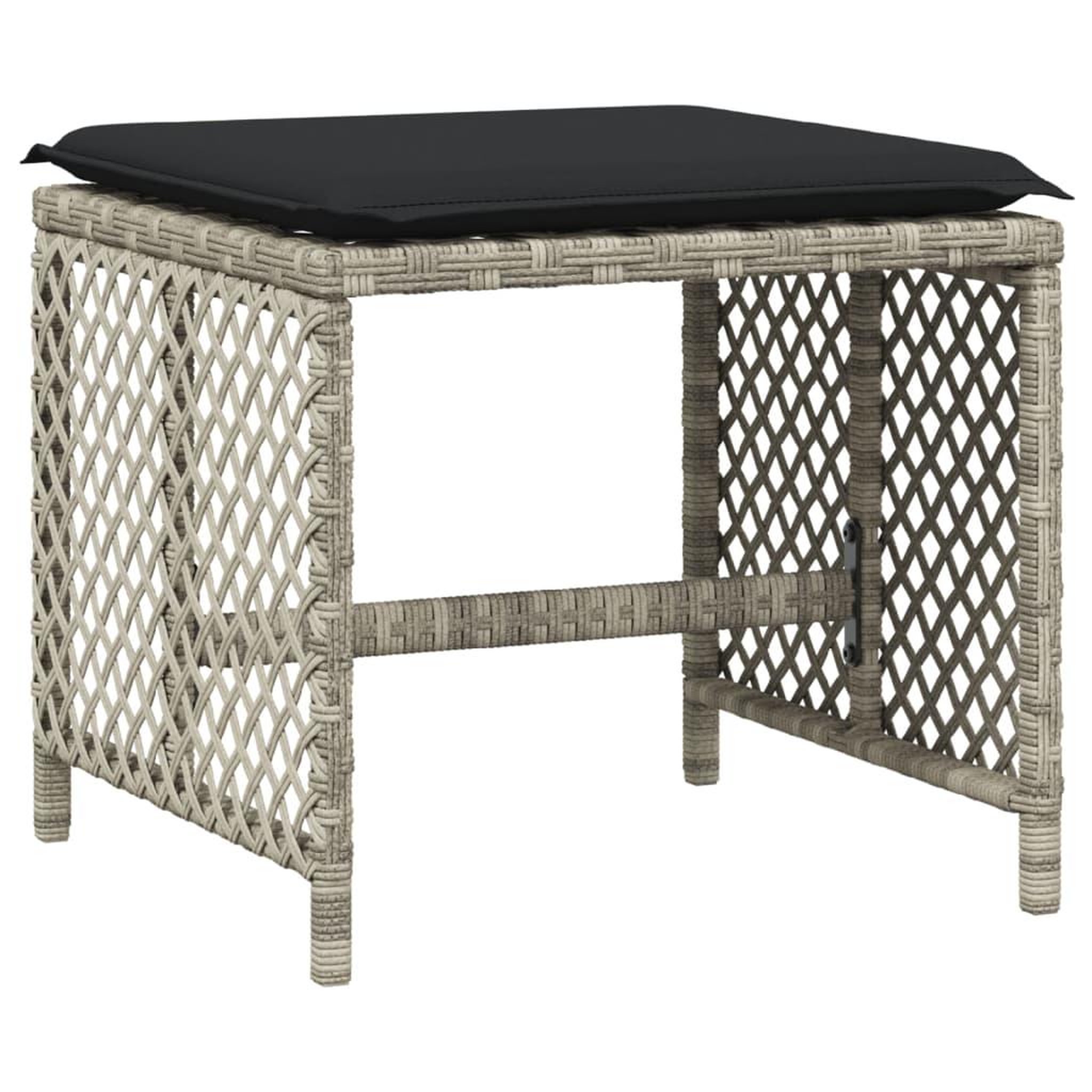 Voir la diapositive 4 : VIDAXL Tabourets de jardin et coussins lot de 4 gris clair 41x41x36 cm