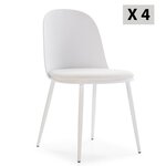 VS VENTA-STOCK Lot de 4 chaises Kana blanches, pieds en métal et assise rembourrée