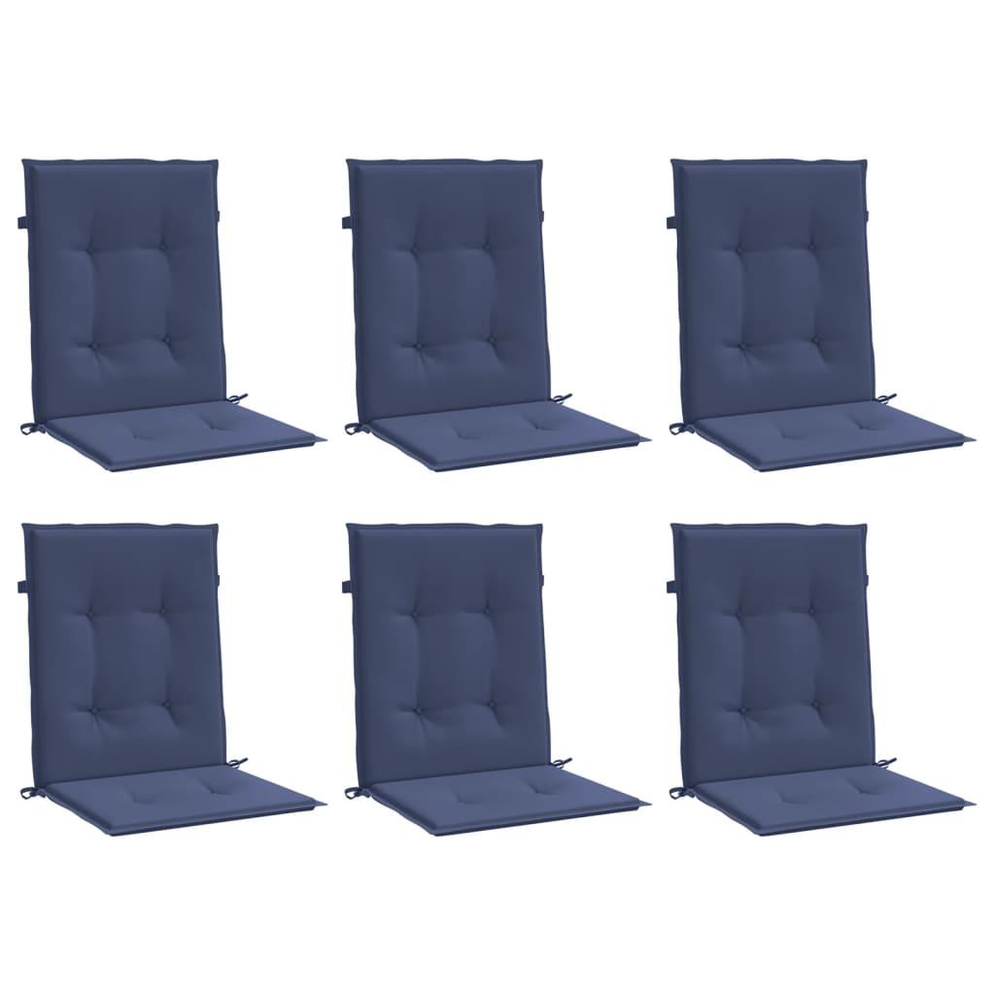 Voir la diapositive 3 : VIDAXL Coussins de chaise a dossier bas lot de 6 bleu marine tissu