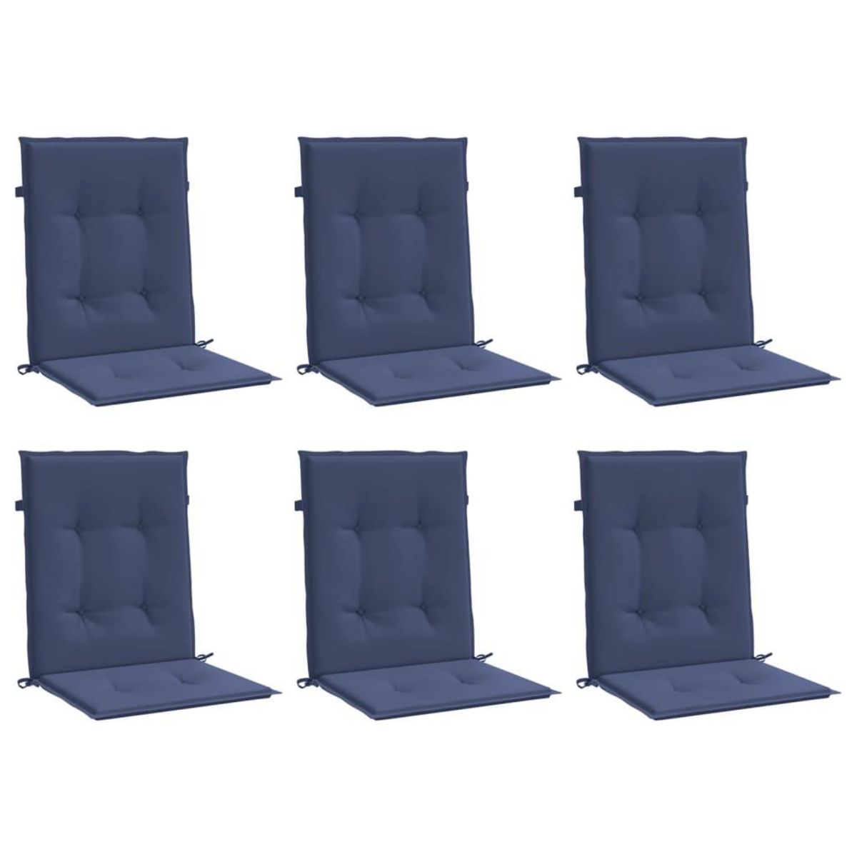 VIDAXL Coussins de chaise a dossier bas lot de 6 bleu marine tissu