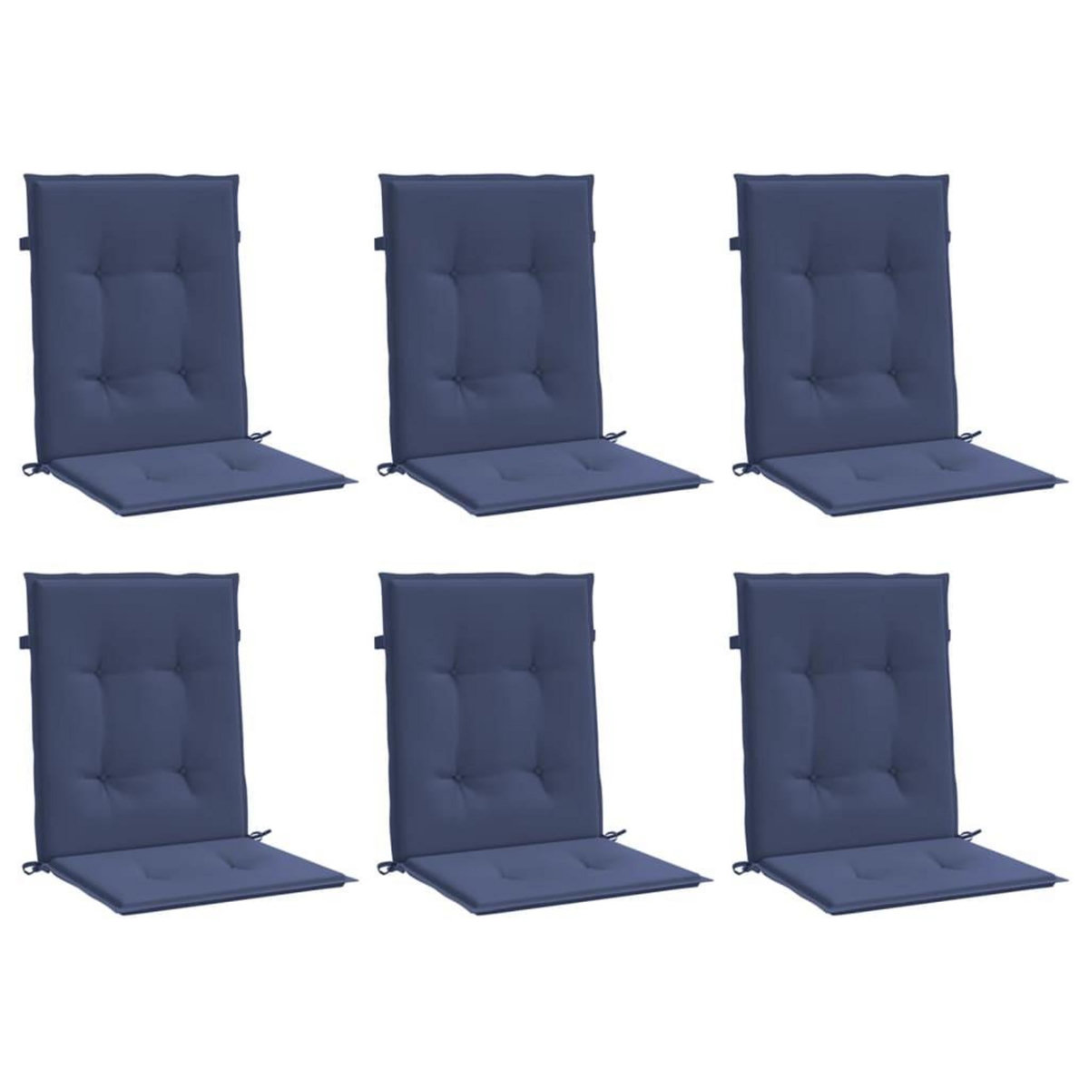 VIDAXL Coussins de chaise a dossier bas lot de 6 bleu marine tissu