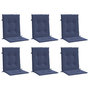 Voir la diapositive 3 : VIDAXL Coussins de chaise a dossier bas lot de 6 bleu marine tissu