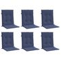 Voir la diapositive 3 : VIDAXL Coussins de chaise a dossier bas lot de 6 bleu marine tissu
