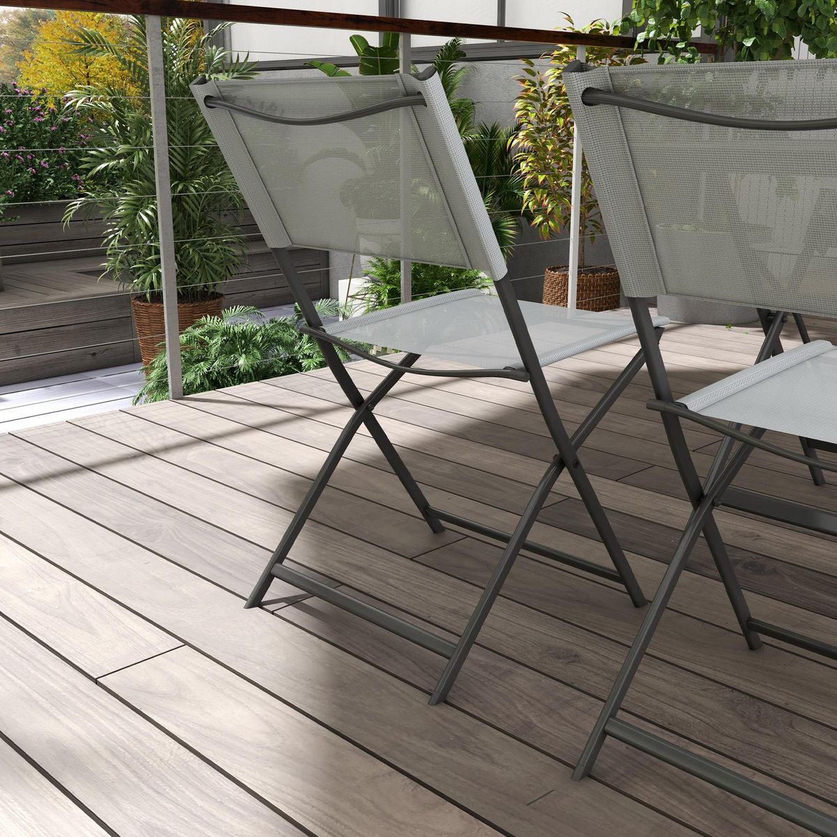 OUTSUNNY Ensemble salon de jardin 5 pièces pliables 4 chaises et table