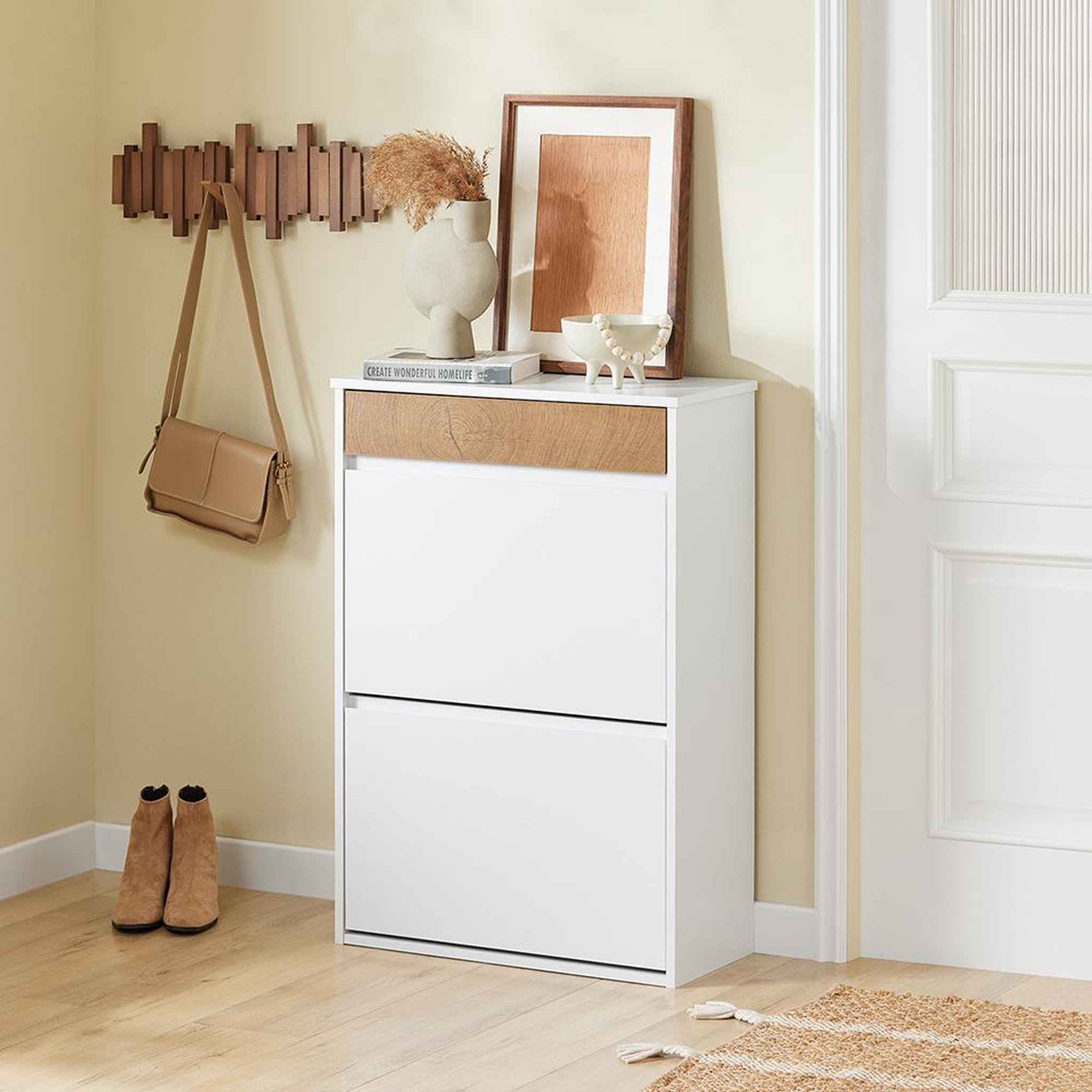 Voir la diapositive 4 : SOBUY SoBuy - Meuble À Chaussures avec un tiroir - Blanc - 61x25x91cm - Nordique - FSR205-NW