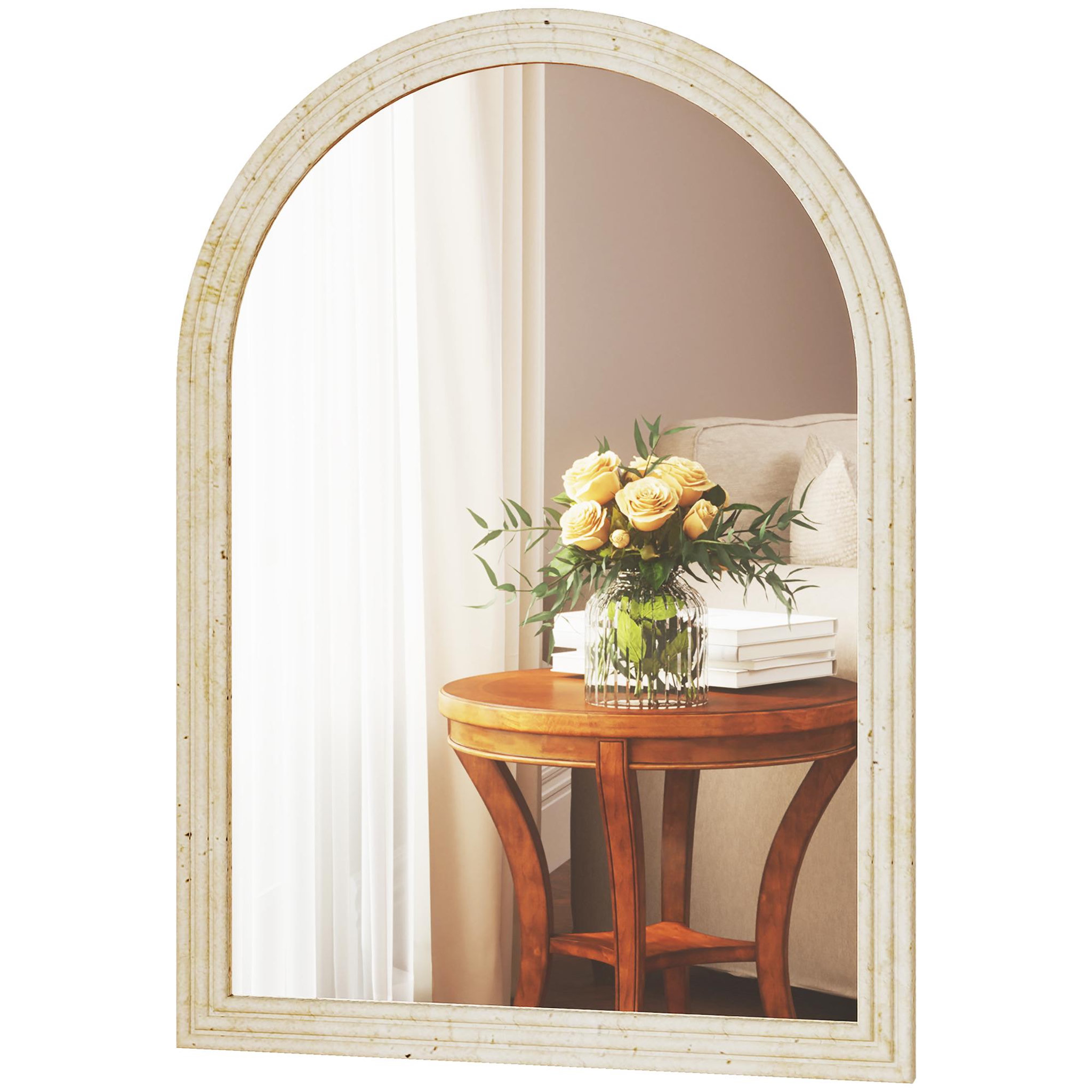 Voir la diapositive 5 : HOMCOM Miroir arche mural design effet pierre clair dim. 50 x 70 cm