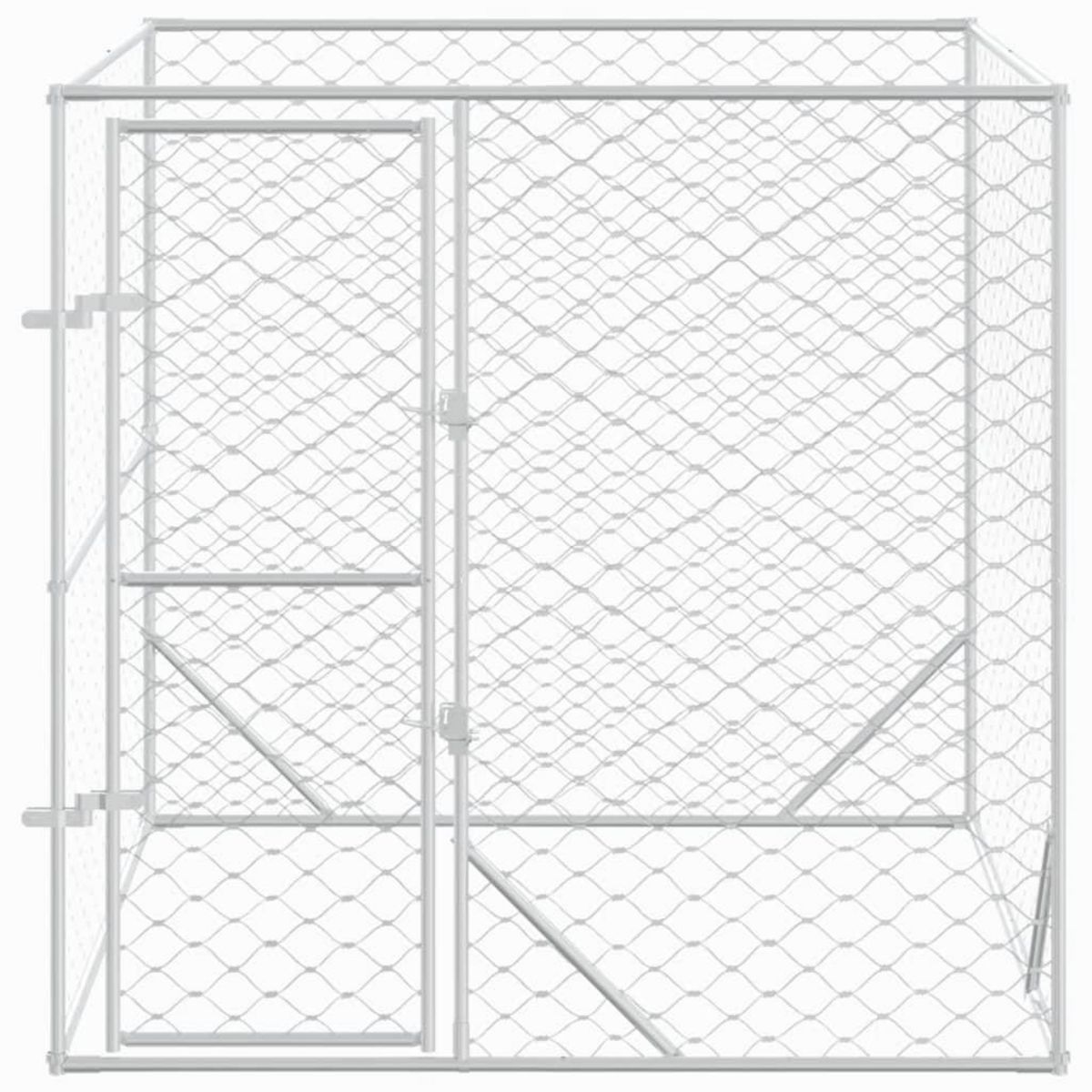 VIDAXL Chenil d'exterieur pour chiens argente 2x2x2 m acier galvanise