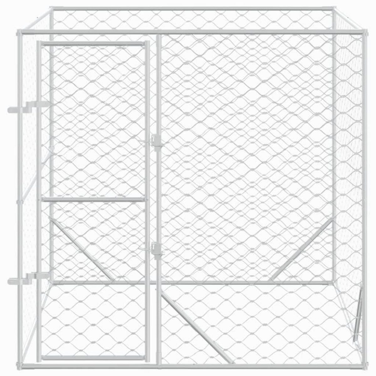 VIDAXL Chenil d'exterieur pour chiens argente 2x2x2 m acier galvanise
