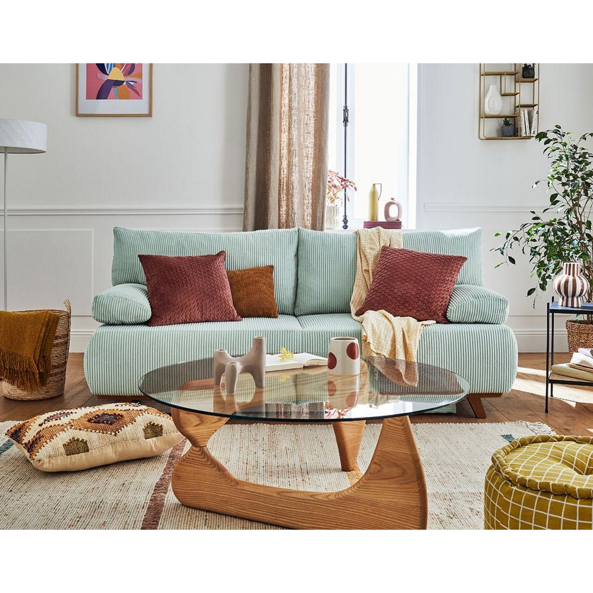 BEST MOBILIER Cristal - canapé 3 places - convertible avec coffre - en velours côtelé