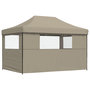 Voir la diapositive 5 : VIDAXL Tente de reception pliable escamotable 3 parois laterales taupe