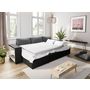 Voir la diapositive 4 : Canapé d'angle convertible avec coffre 3 places + 2 poufs à droite et étagère à gauche MACHA