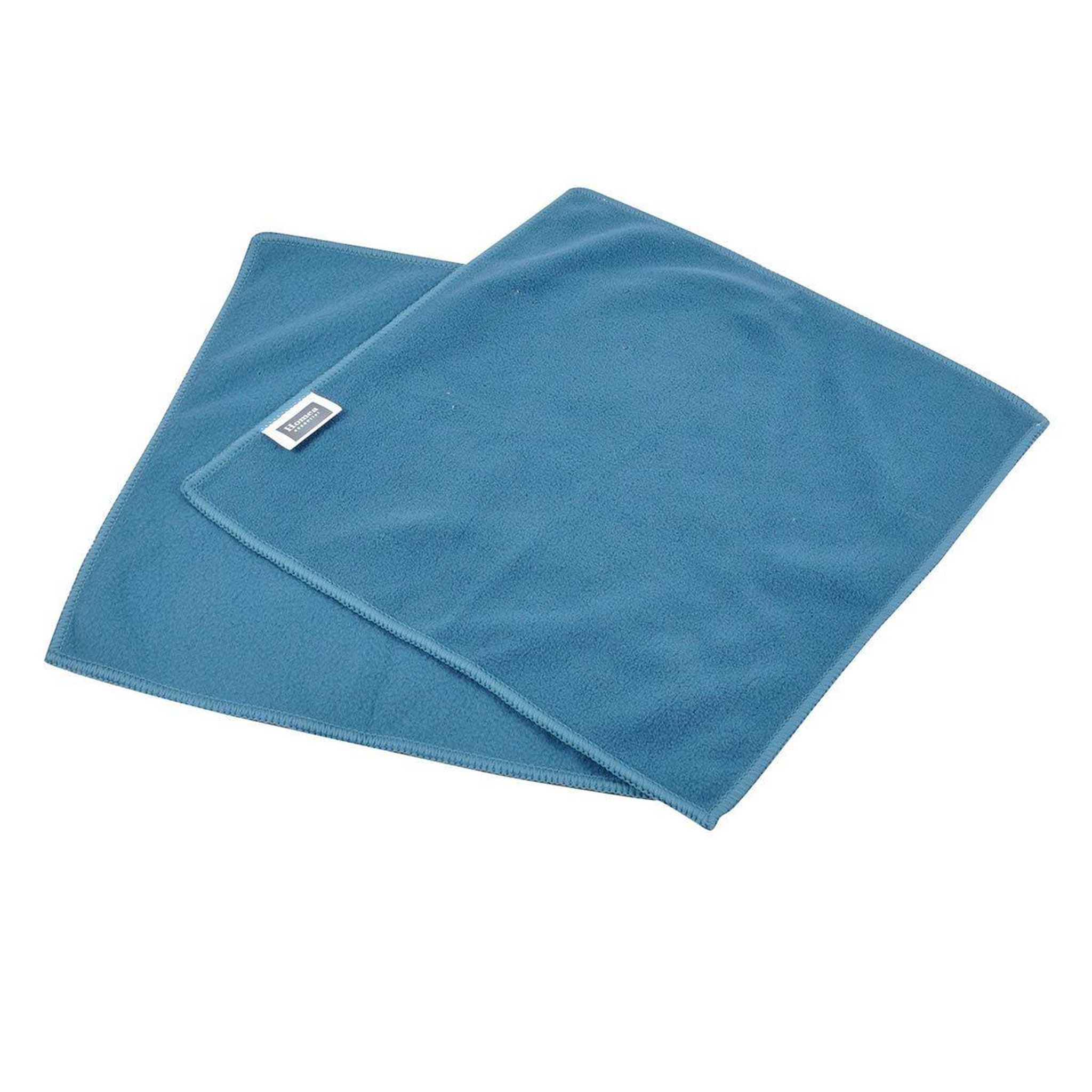 HOMEA Lot de 2 chiffons  antistatiques  30x30cm bleu paon