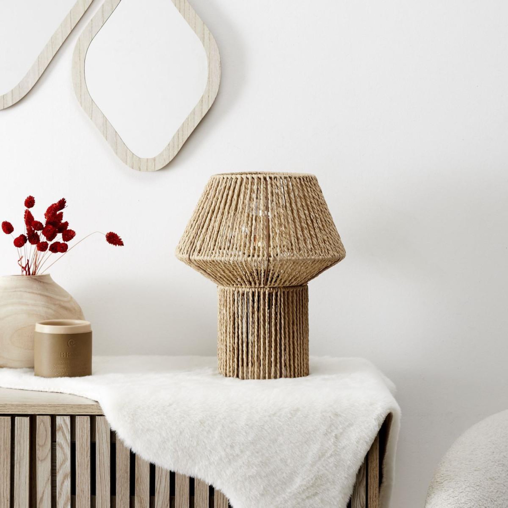 Voir la diapositive 4 : The Home Deco Factory Lampe à poser  corde tressée  33cm naturel